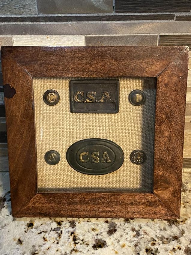 COLLECTION OF OLD CIVIL WAR BUCKLES & BUTTONS: COLLECTION OF OLD CIVIL WAR BUCKLES & BUTTONS. THIS IS A FRAMED LOT. PLEASE VIEW ALL DETAILED PICTURES. A GREAT FIND AND AN EXCELLENT ADDITION TO YOUR COLLECTION.
