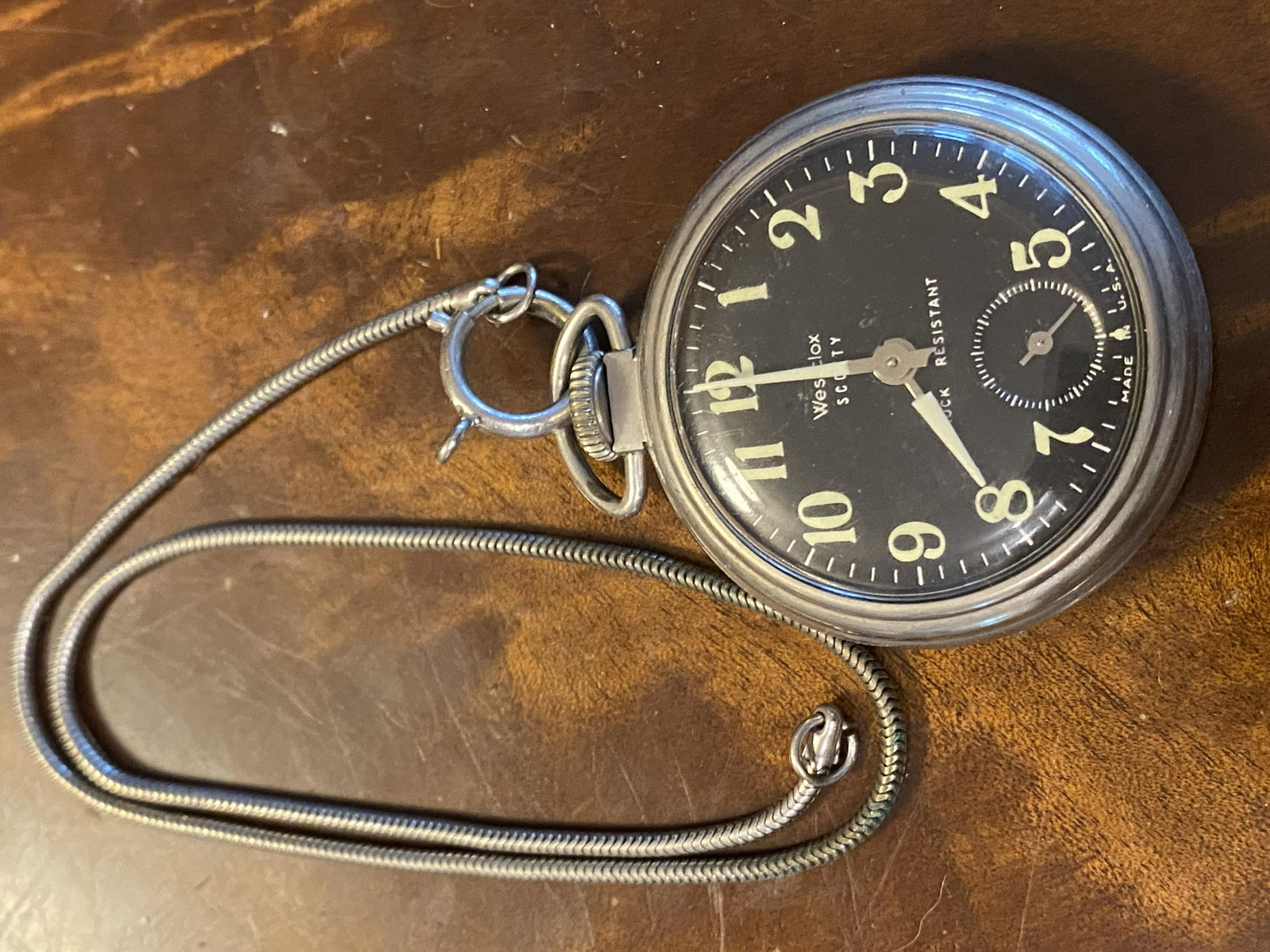VINTAGE WESTCLOX POCKET WATCH W/FOB: VINTAGE WESTCLOX POCKET WATCH W/FOB. A GREAT FIND AND AN EXCELLENT ADDITION TO YOUR COLLECTION. THIS WATCH DOES TICK AND STOPS.