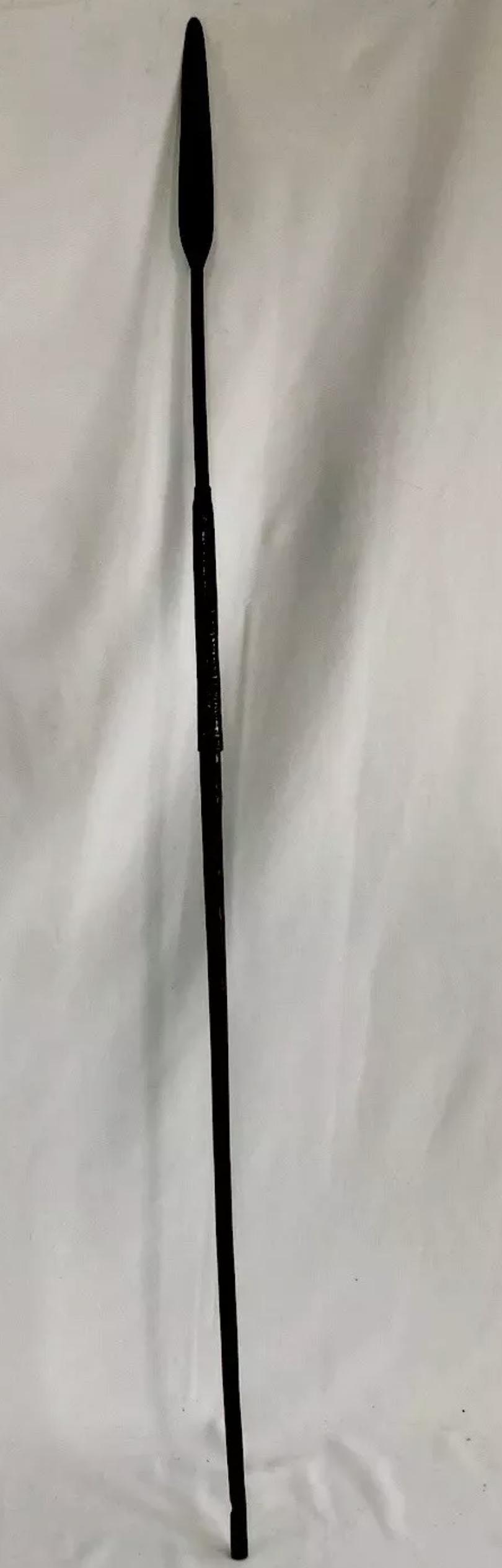 REVOLUTIONARY WAR ZULU WAR ASSEGAI SPEAR: REVOLUTIONARY WAR ZULU WAR ASSEGAI SPEAR. THIS IS A COMPLETELY ORIGINAL SPEAR WITH A GREAT OVERALL PATINA. APPEARS TO BE HEAVILY USED BUT IT IS COMPLETE AND STURDY. THE TOTAL LENGTH OF THE SPEAR IS 44