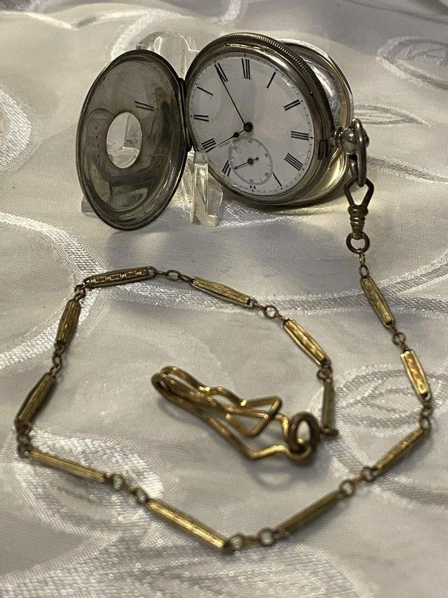 RARE ANTIQUE SILVER POCKET WATCH W/FOB (1 of 9)