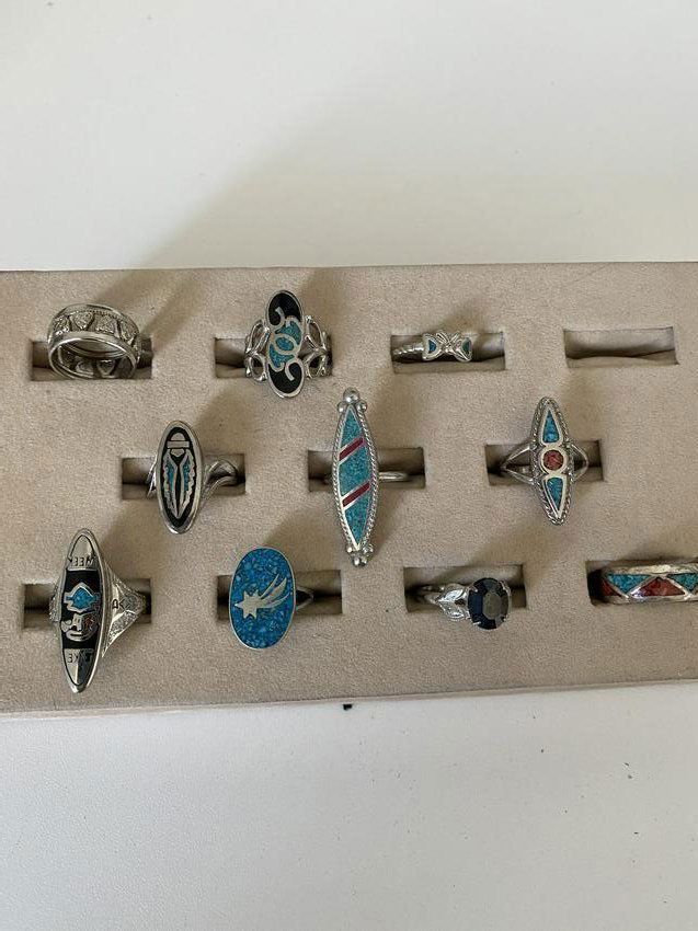 HIGH GRADE LOT OF STERLING SILVER, ETC TURQUOISE RINGS (1 of 1)
