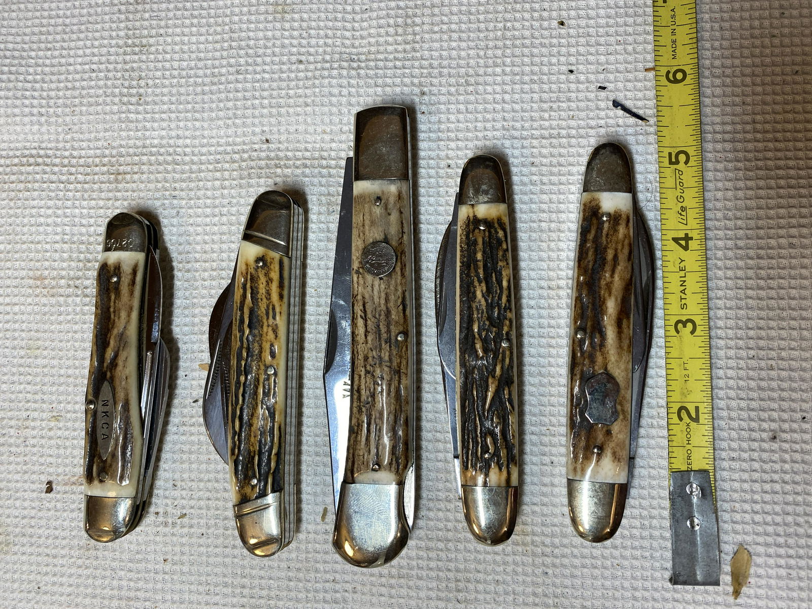 LOT OF (5) WEIDMANNSHEIL STAG HANDLE POCKET KNIVES (1 of 3)