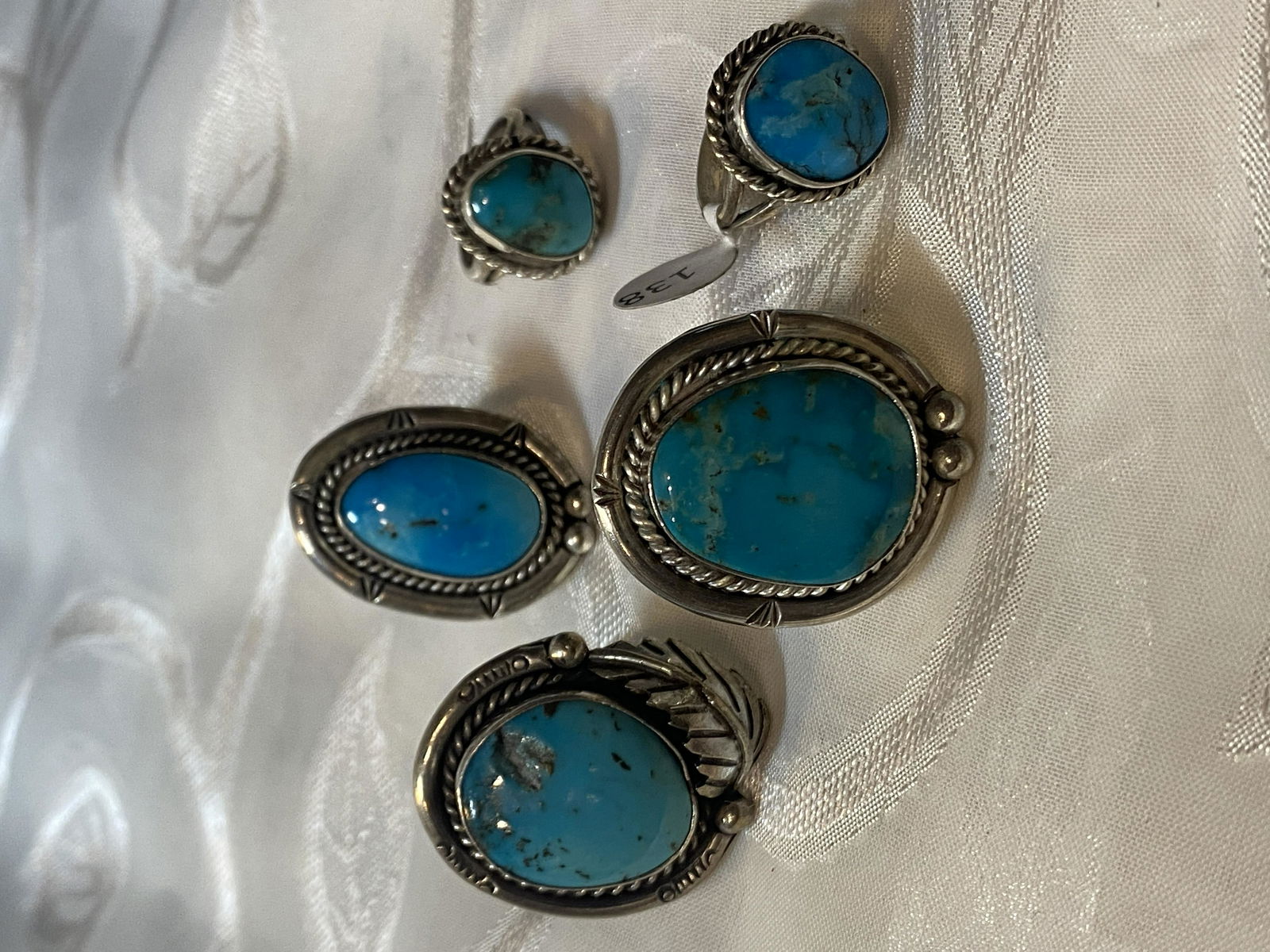LOT OF (4) NATIVE AMERICAN STERLING SILVER TURQUOISE (1 of 5)