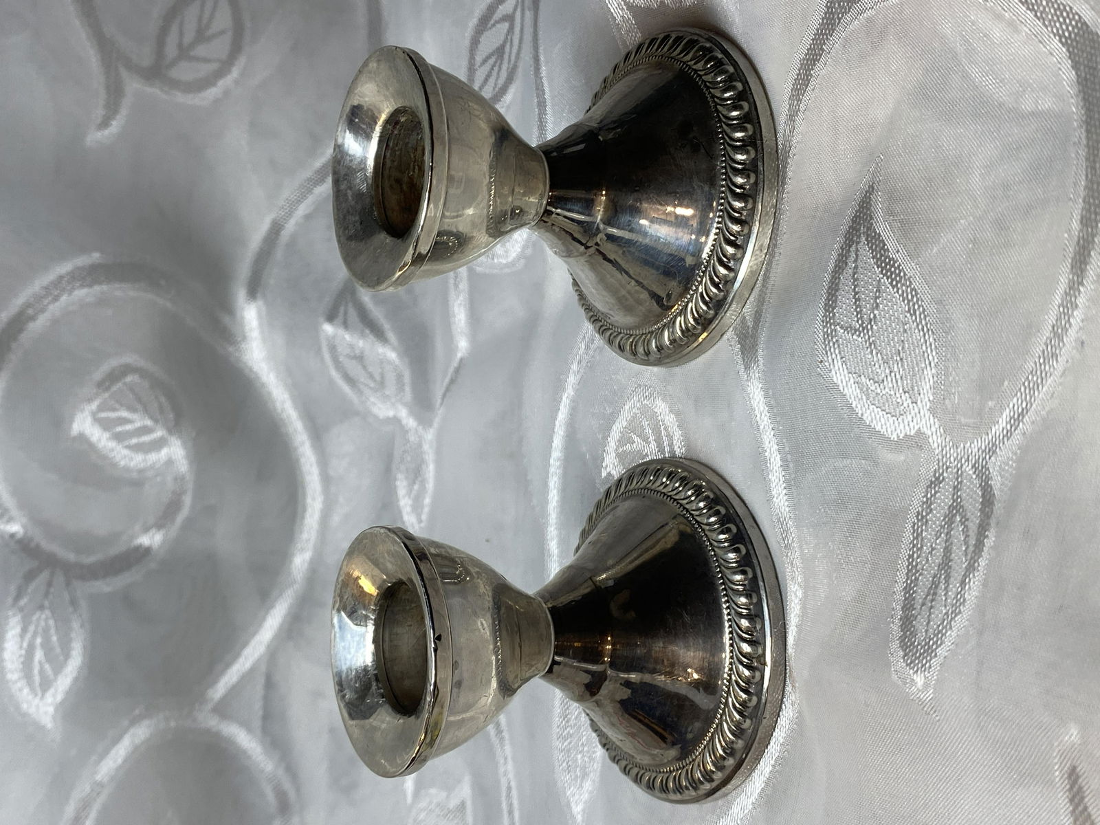 PAIR OF (2) ANTIQUE STERLING SILVER CANDLE HOLDERS (1 of 4)
