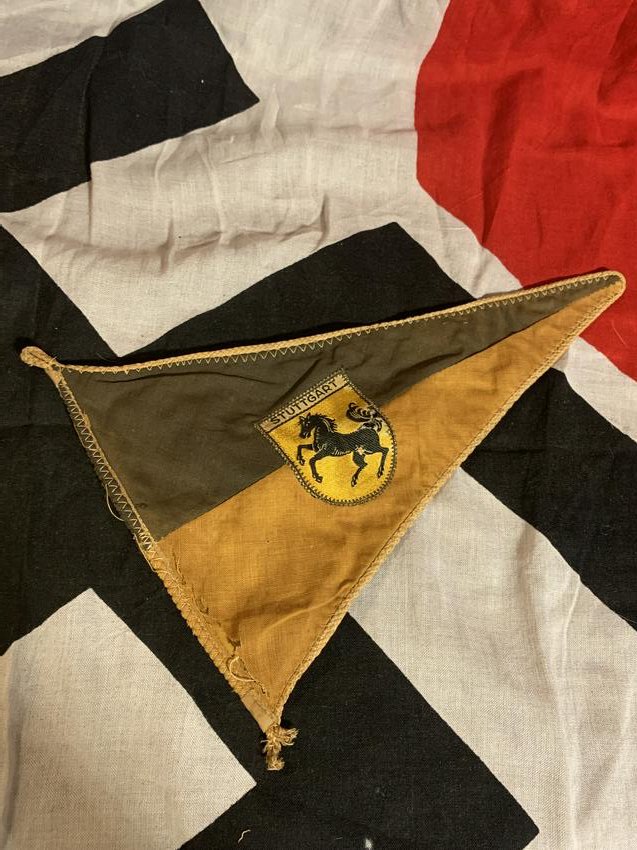 RARE GERMAN 1933 TURNFEST IN STUTTGART PENNANT: RARE GERMAN 1933 TURNFEST IN STUTTGART PENNANT. IN MINT OVERALL SHAPE AND CONDITION WITH A BEAUTIFUL OVERALL PATINA. THIS PENNANT SHOWS A LITTLE WEAR AND TEAR. OVREALL IN GREART SHAPE. PLEASE VIEW PIC