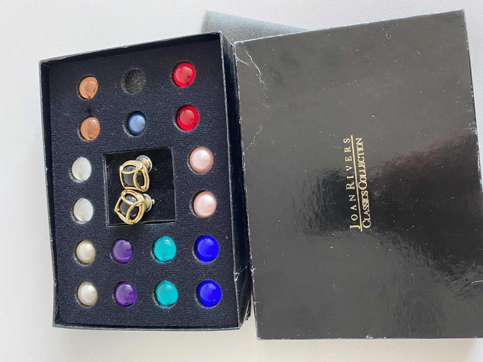 JOAN RIVERS INTERCHANGEABLE GEMSTONE STUDS EARRINGS (1 of 4)