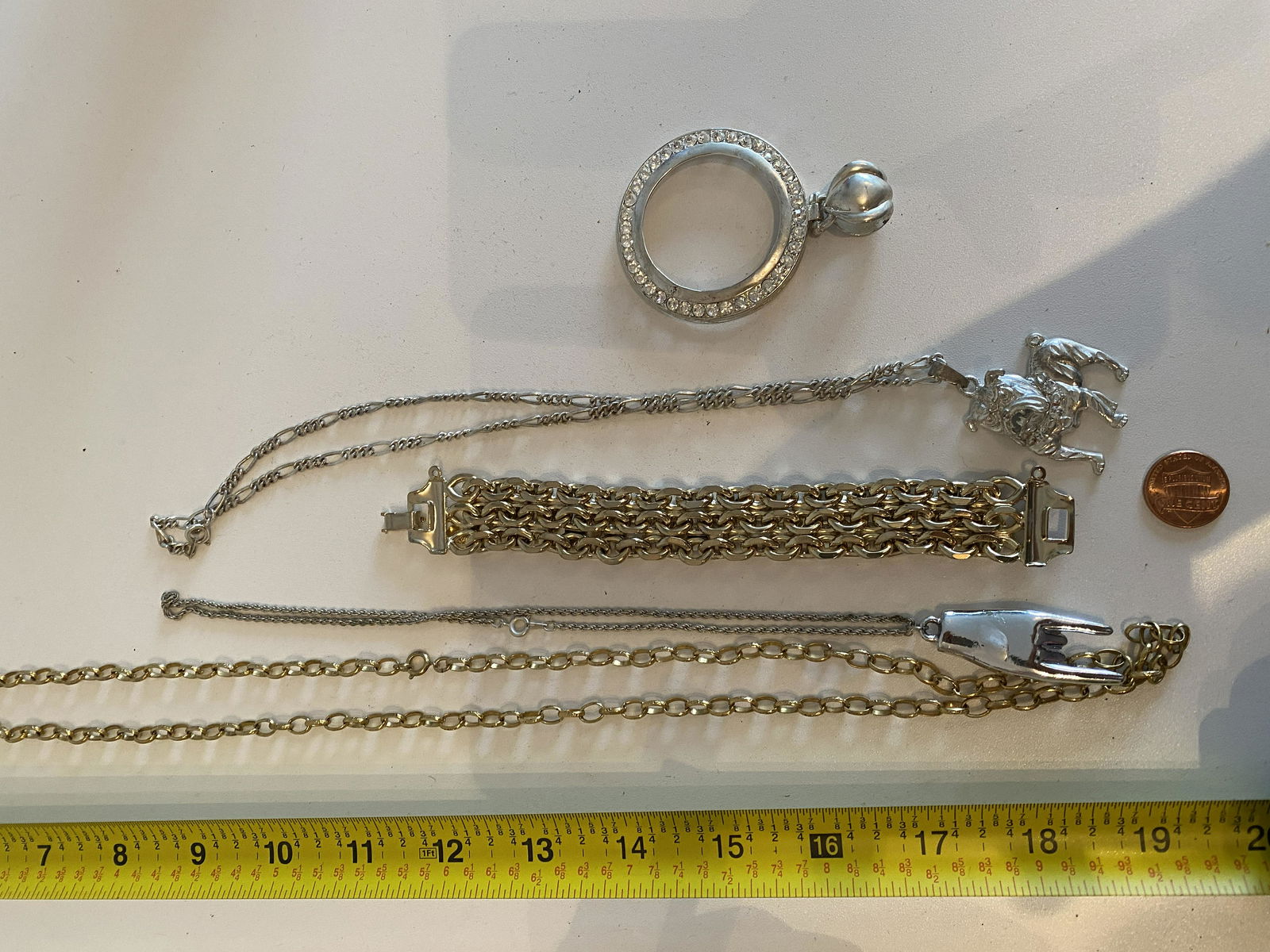 COLLECTION OF SILVER NECKLACES, ETC. (1 of 2)