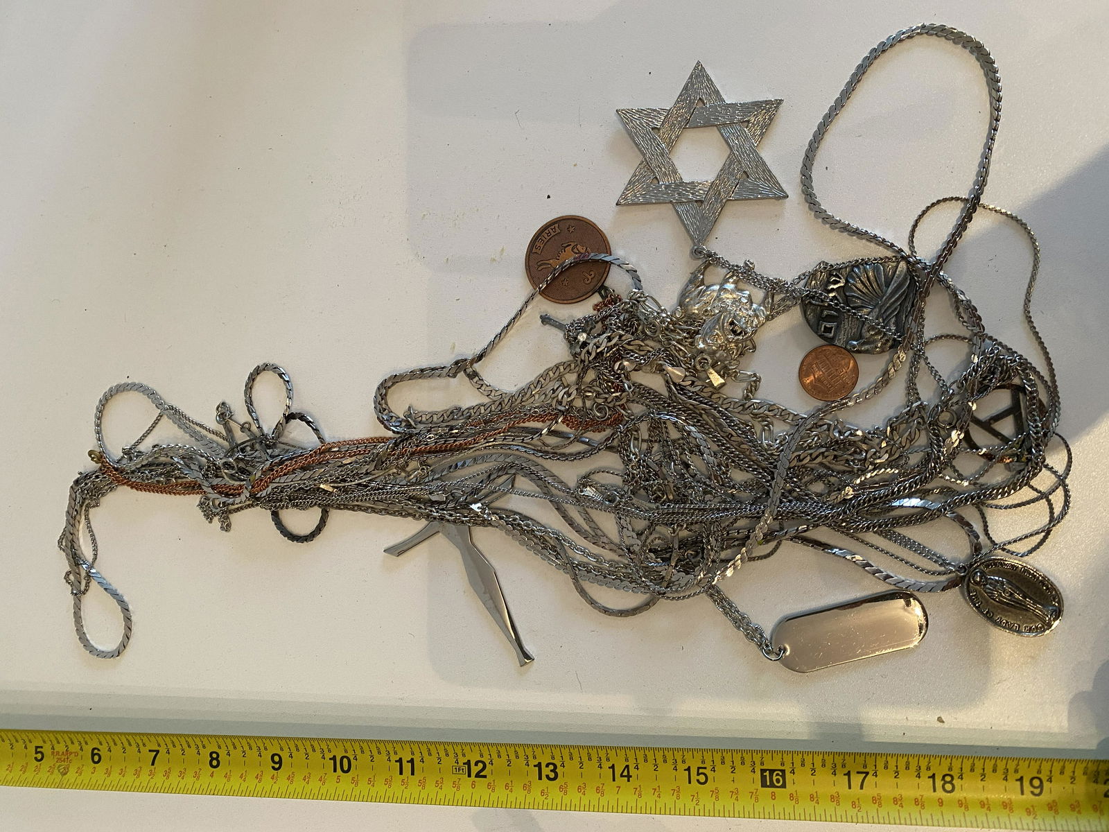 COLLECTION OF SILVER NECKLACES, ETC. (1 of 4)