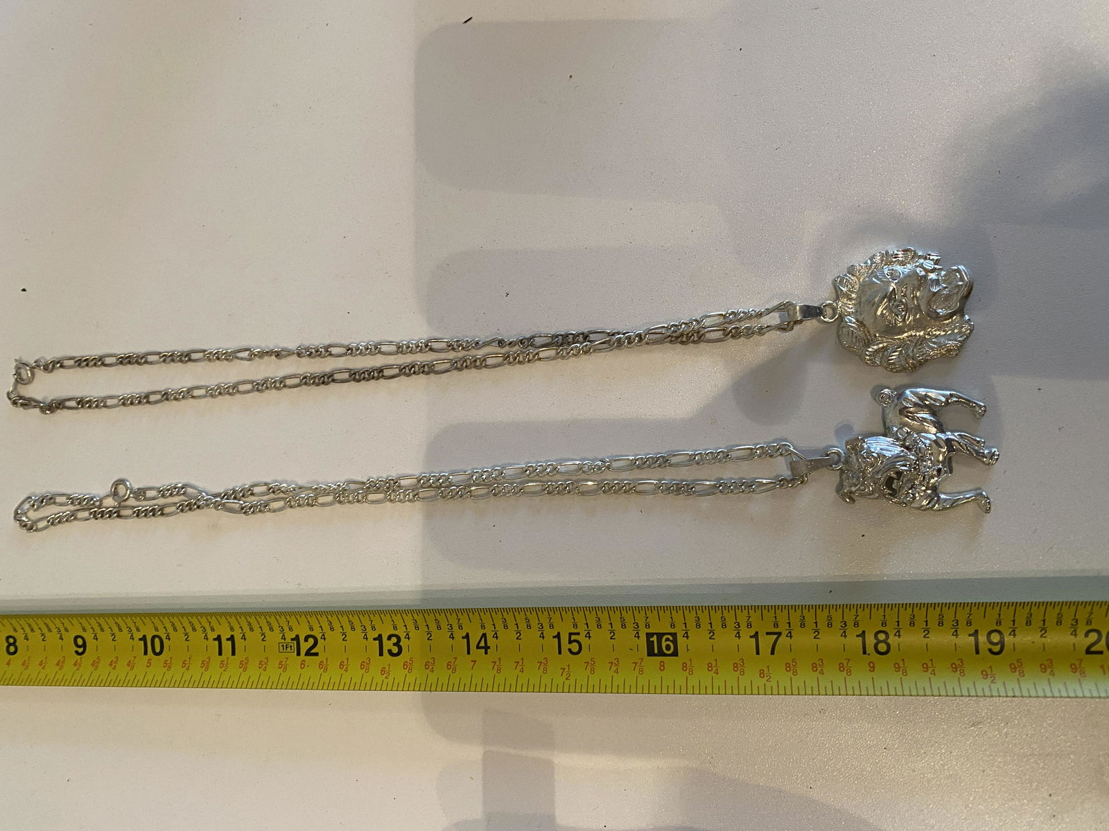 LOT OF (2) SILVER LIONS HEAD & BULL DOG NECKLACES (1 of 2)