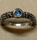 DESIGNER 14K GOLD STERLING SILVER AQUAMARINE RING