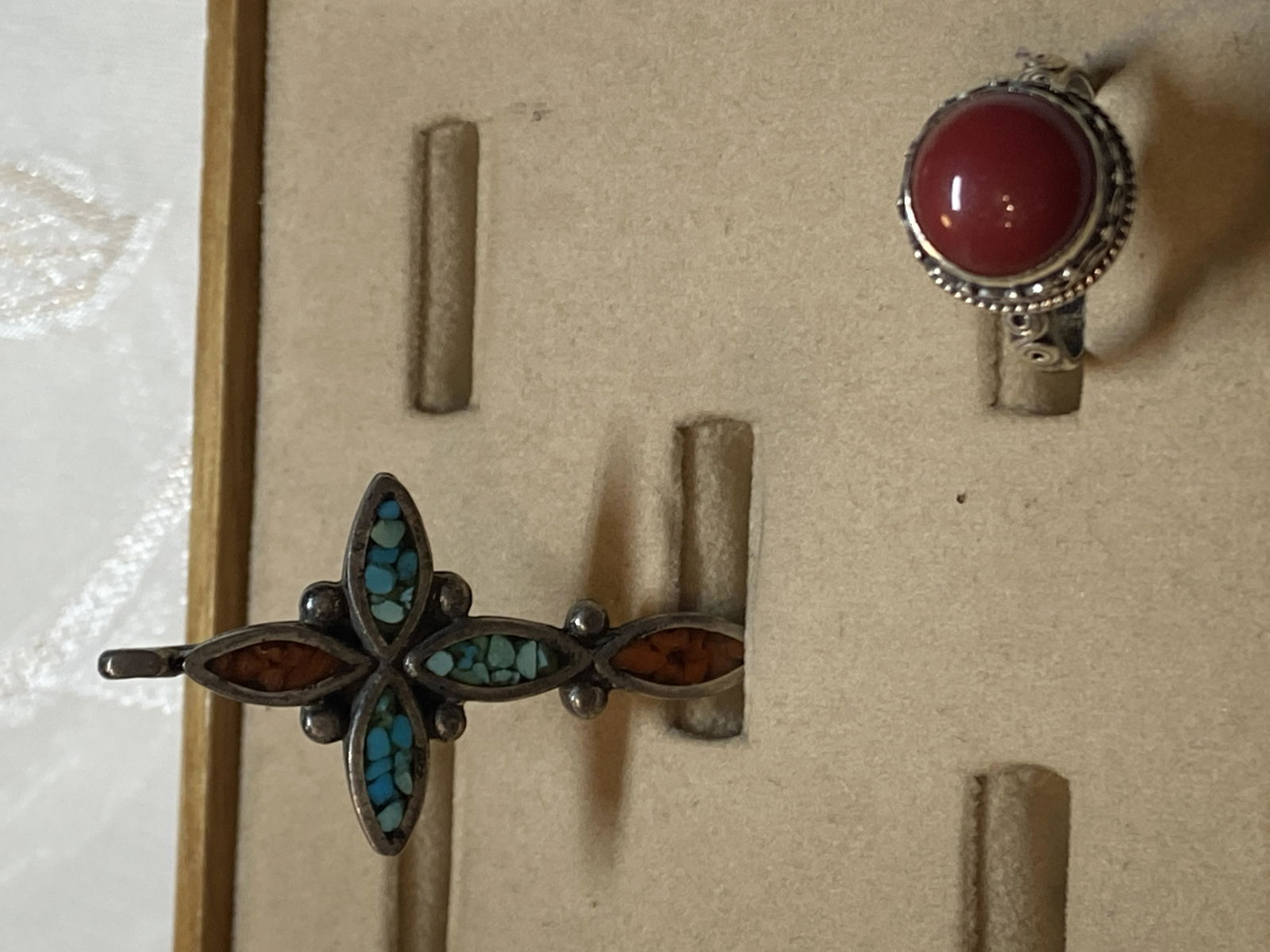 LOT OF (2) STERLING SILVER CORAL TURQUOISE PENDANT/RING (1 of 4)