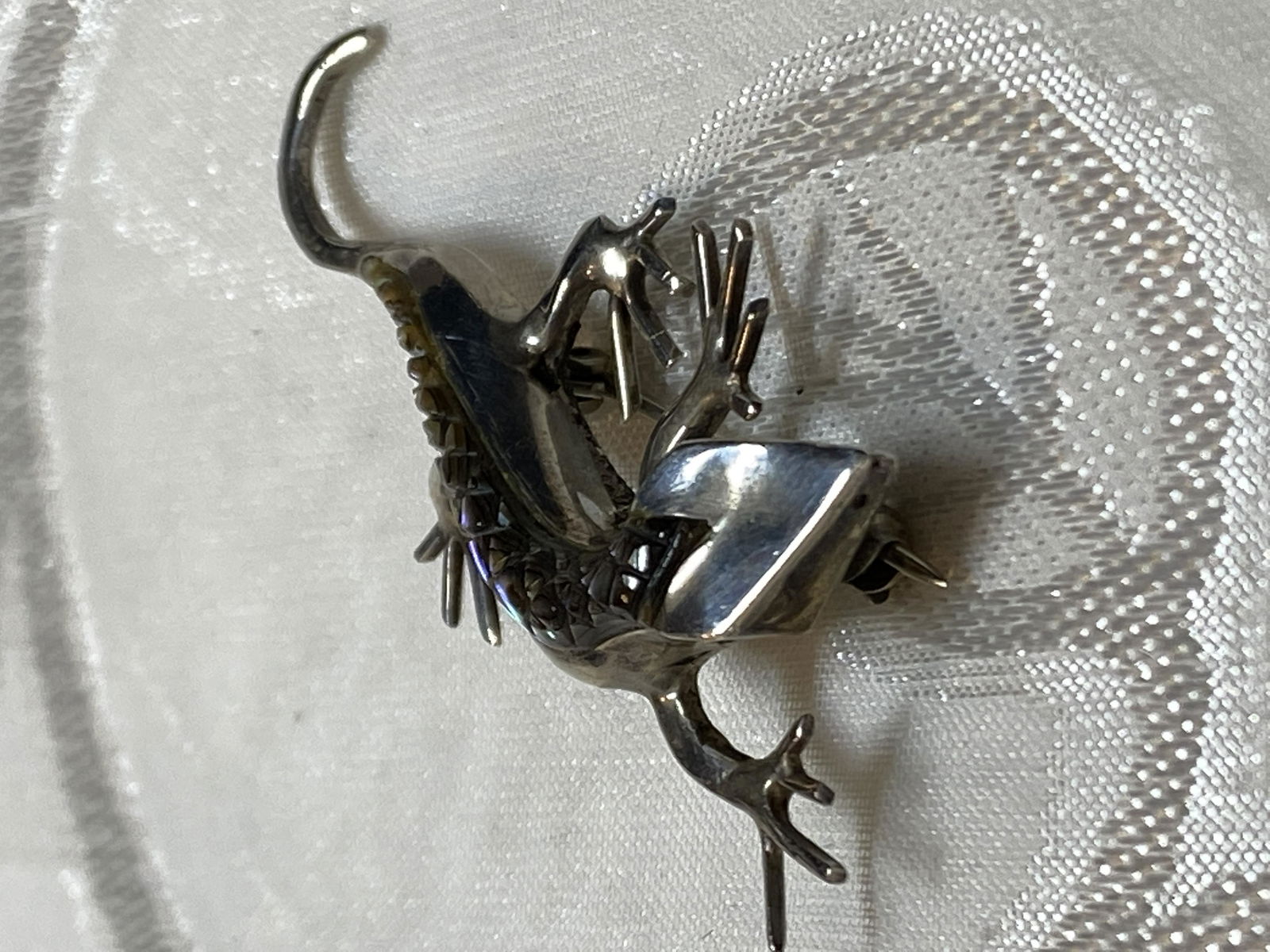 DESIGNER STERLING SILVER LIZARD BROOCH PENDANT (1 of 4)