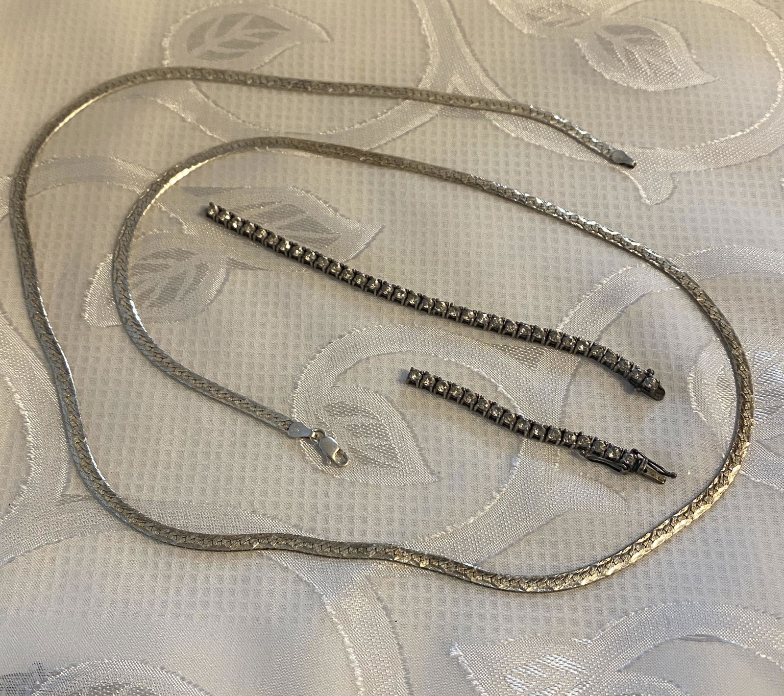 LOT OF (2) STERLING SILVER NECKLACE AND BRACELET (1 of 3)