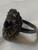 ART DECO STERLING SILVER ONYX RING - 2