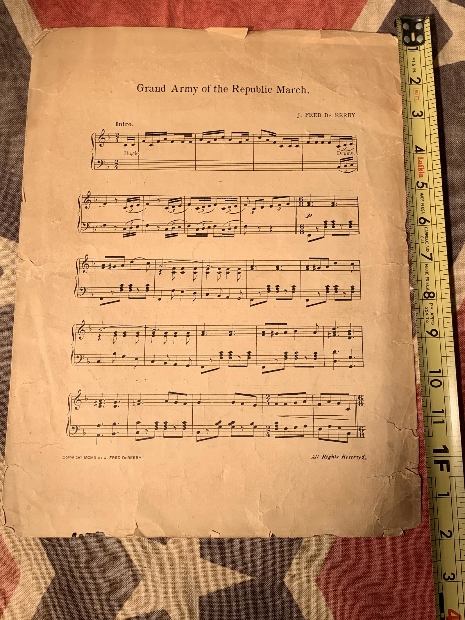 RARE CIVIL WAR GAR MUSIC NOTE: RARE CIVIL WAR GAR MUSIC NOTE. PLEASE VIEW ALL DETAILED PICTURES.