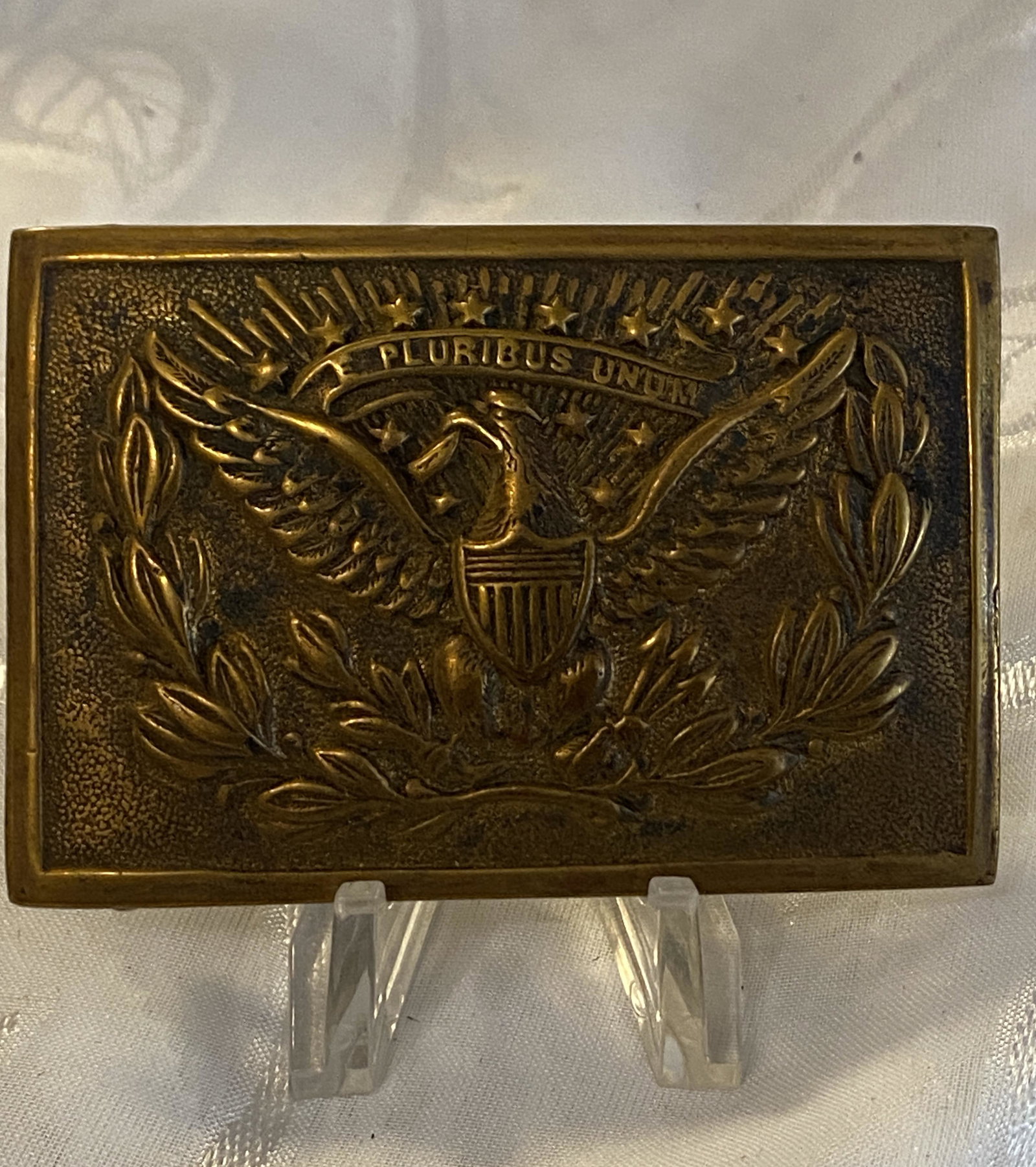 RARE CIVIL WAR MILITIA OFFICERS BELT BUCKLE: RARE CIVIL WAR MILITIA OFFICERS BELT BUCKLE. IN MINT OVERALL SHAPE AND CONDITION WITH A BEAUTIFUL OVERALL PATINA. PLEASE VIEW ALL DETAILED PICTURES. A GREAT FIND AND AN EXCELLENT ADDITION TO YOUR COLL