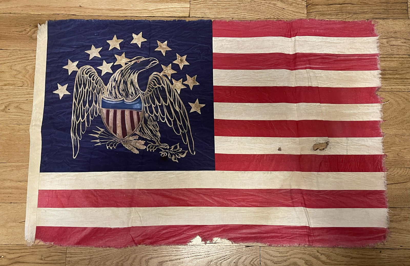 VERY RARE CIVIL WAR CONFEDERATE FLAG - HAND-MADE: VERY RARE CIVIL WAR CONFEDERATE FLAG - HAND-MADE. THIS WAS MOST PROBABLY A HAND-MADE FLAG DURING OR AFTER THE WAR. YOU CAN SEE THE THE FLAG WAS HAND-MADE BY ATTACHING EACH STIRPES TO THE CONFEDERATE E