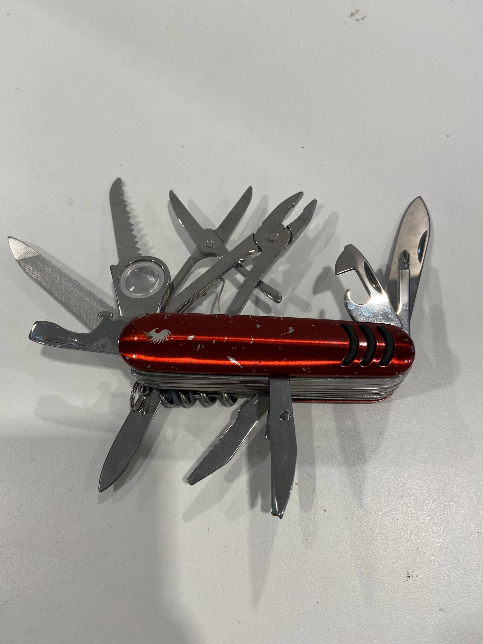RARE HIKING MULTI-TOOL UTILITY KNIFE: RARE HIKING MULTI-TOOL UTILITY KNIFE. IN GOOD OVERALL SHAPE AND CONDITION. PLEASE VIEW ALL DETAILED PICTURES. A GREAT FIND AND AN EXCELLENT ADDITION TO YOUR COLLECTION.