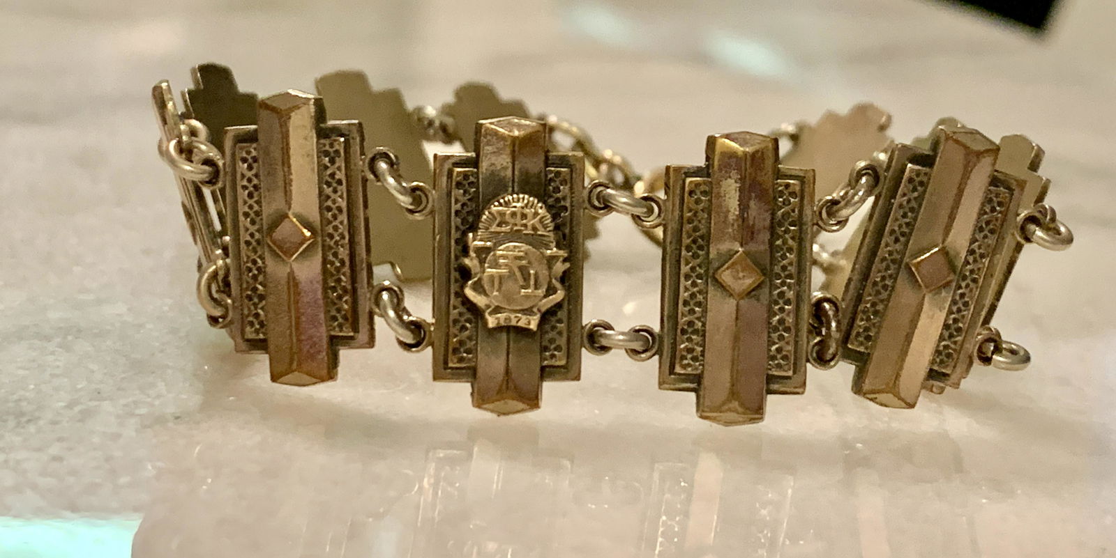 DATED 1873 GOLD AND SILVER COCKTAIL BRACELET: DATED 1873 GOLD AND SILVER COCKTAIL BRACELET. PLEASE VIEW ALL DETAILED PICTURES.