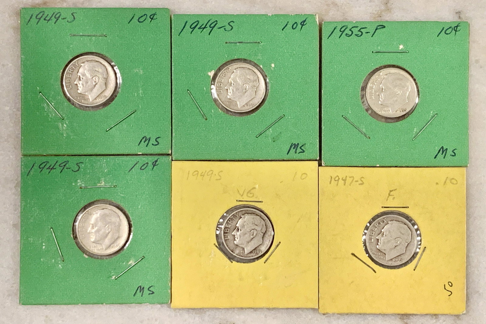 COLLECTIBLE LOT OF (6) ROOSEVELT SILVER DIMES: COLLECTIBLE LOT OF (6) ROOSEVELT SILVER DIMES