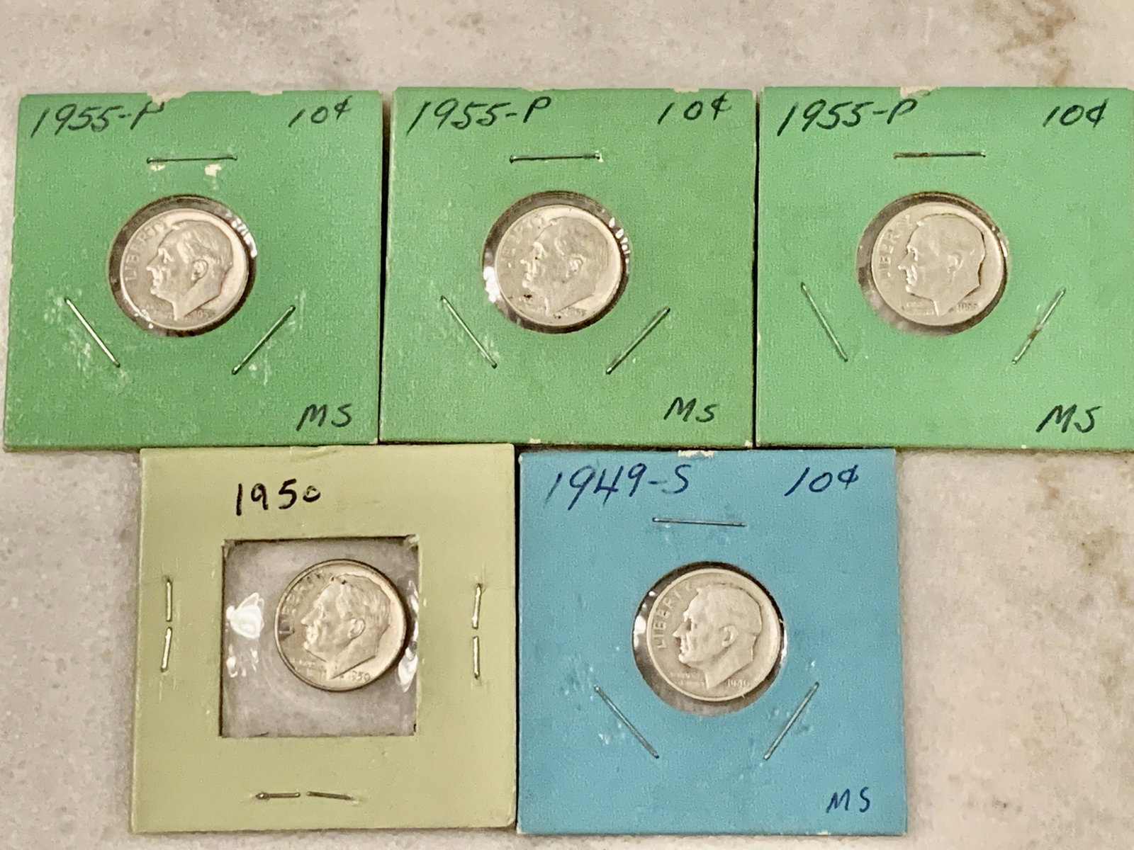 COLLECTIBLE LOT OF (5) ROOSEVELT SILVER DIMES: COLLECTIBLE LOT OF (5) ROOSEVELT SILVER DIMES