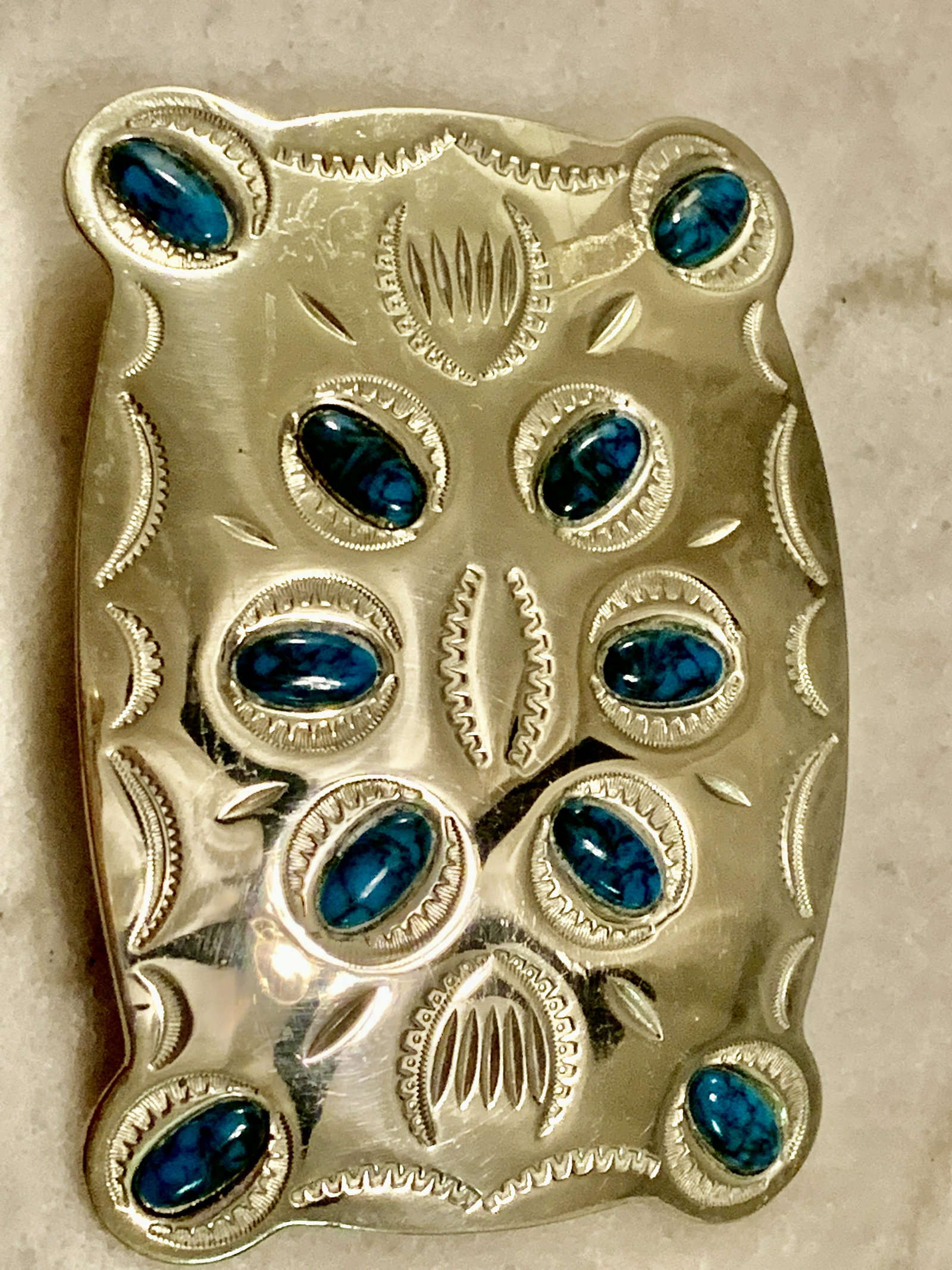 VINTAGE GERMAN SILVER GEMSTONE INLAID BELT BUCKLE: VINTAGE GERMAN SILVER GEMSTONE INLAID BELT BUCKLE. IN GREAT OVERALL SHAPE AND CONDITION. A GREAT FIND AND AN EXCELLENT ADDITION TO YOUR COLLECTION.