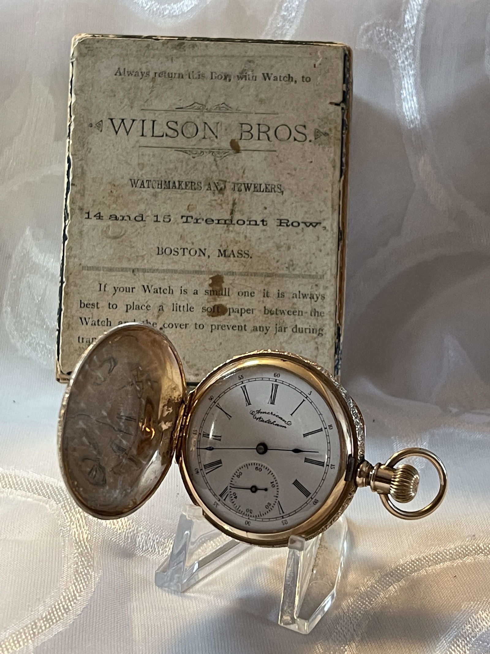 RARE WALTHAM MENS POCKET WATCH W/ORIG. BOX (1 of 9)