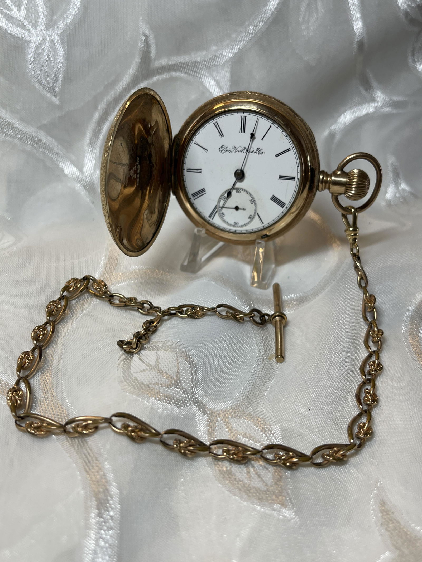 ANTIQUE ELGIN MENS POCKET WATCH W/FOB CHAIN (1 of 9)