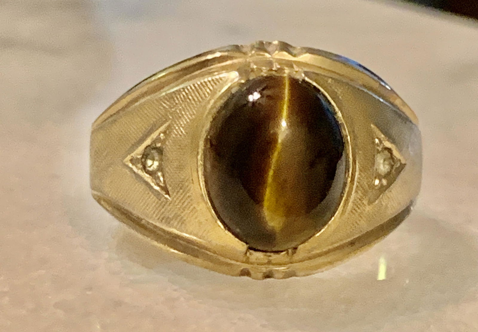 MEN'S GOLD FILLED TIGER EYE RING SZ 12 (1 of 6)