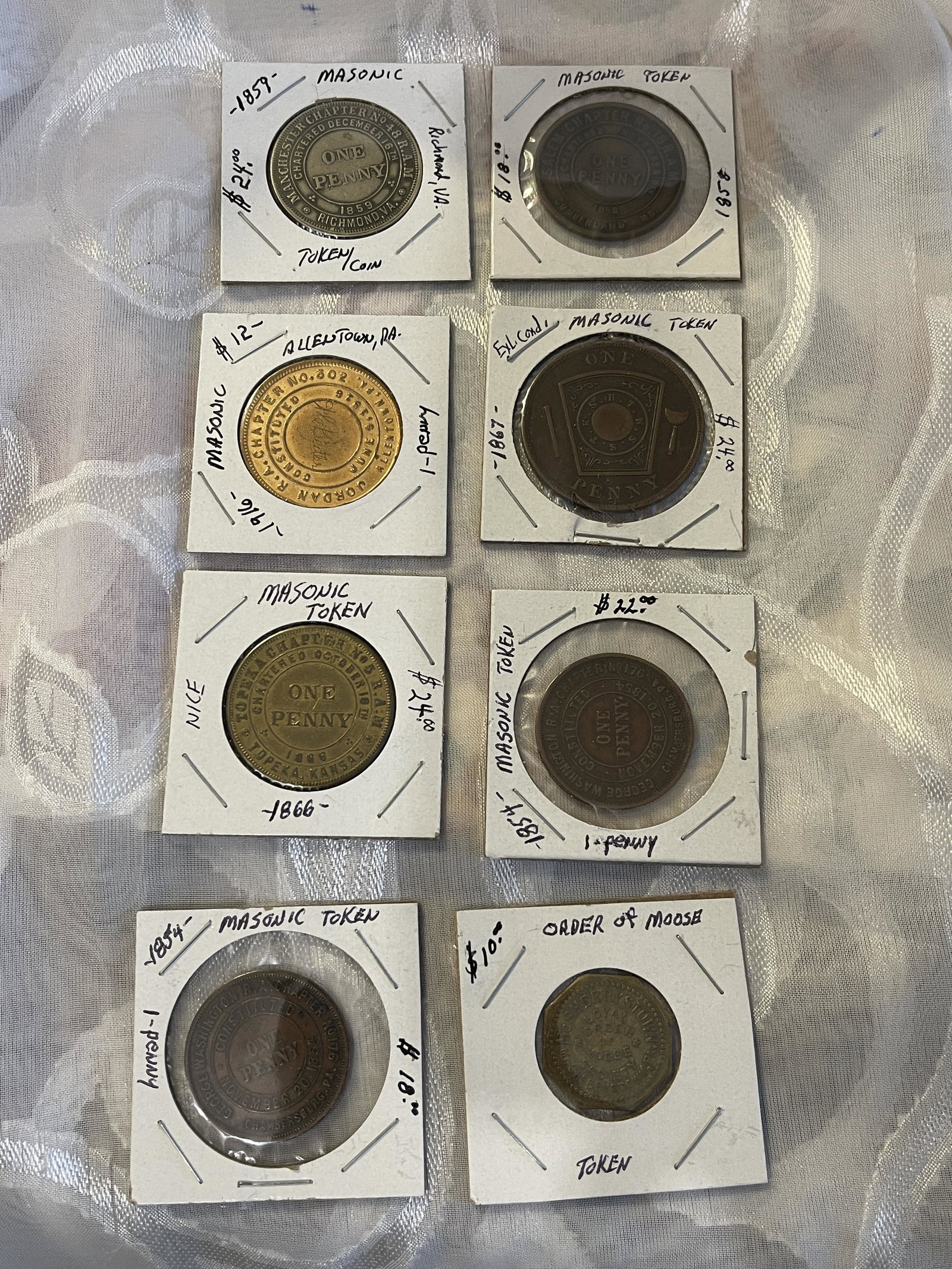 ANTIQUE COLLECTION LOT OF (8) MASONIC MEDALS COINS (1 of 6)