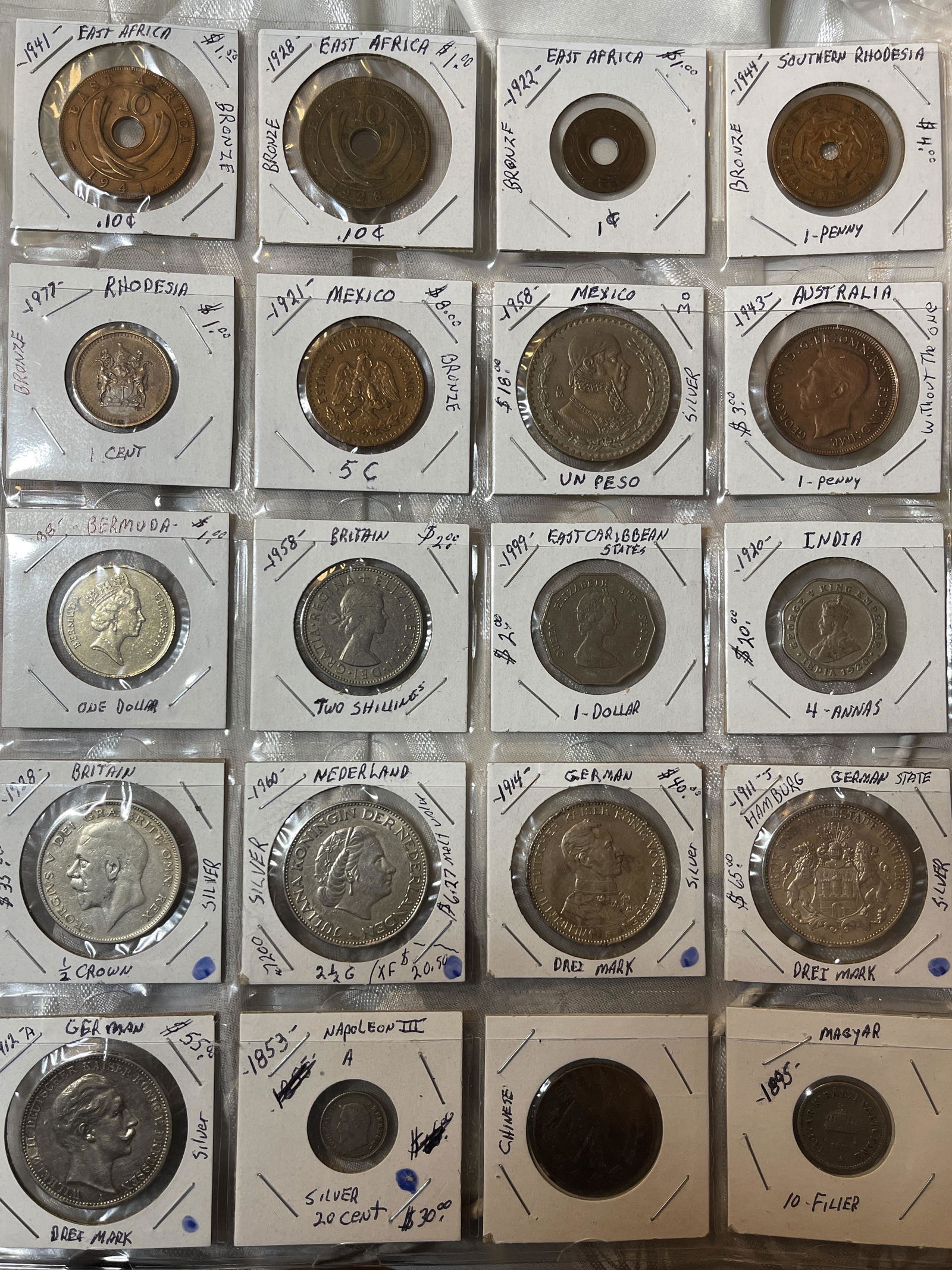 LOT OF (20) ANTIQUE SILVER & OTHER FOREIGN COINS (1 of 10)