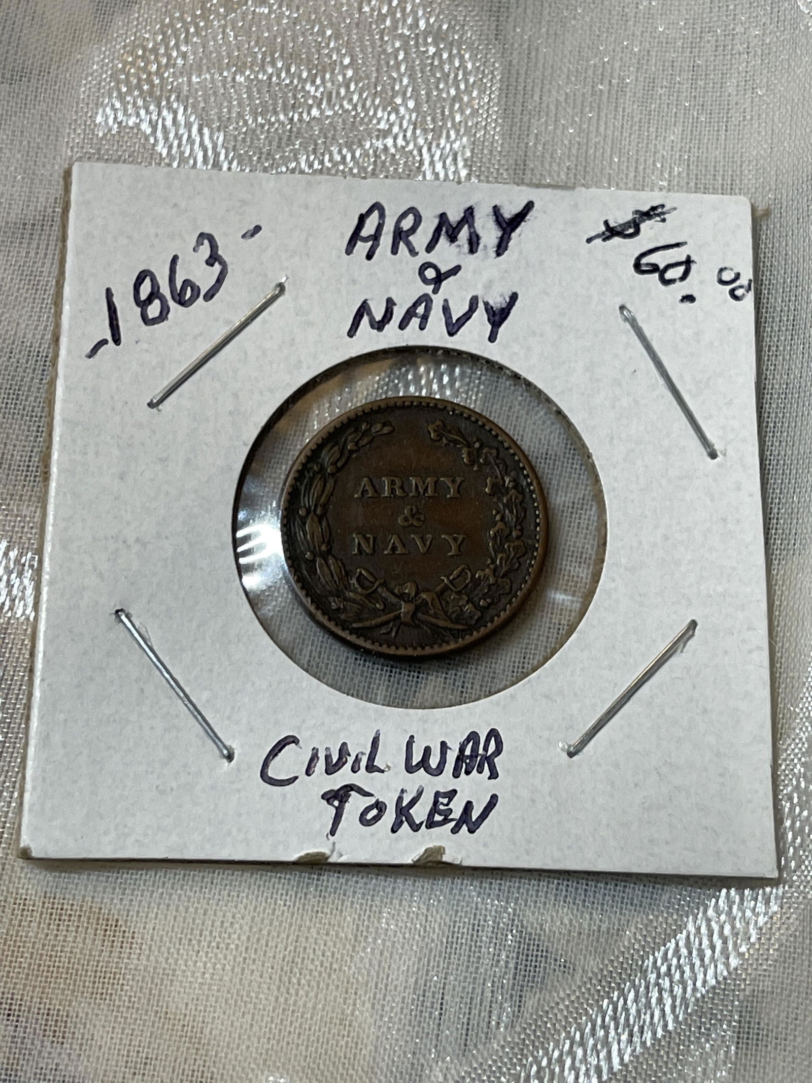 CIVIL WAR 1863 ARMY & NAVY TOKEN (1 of 3)