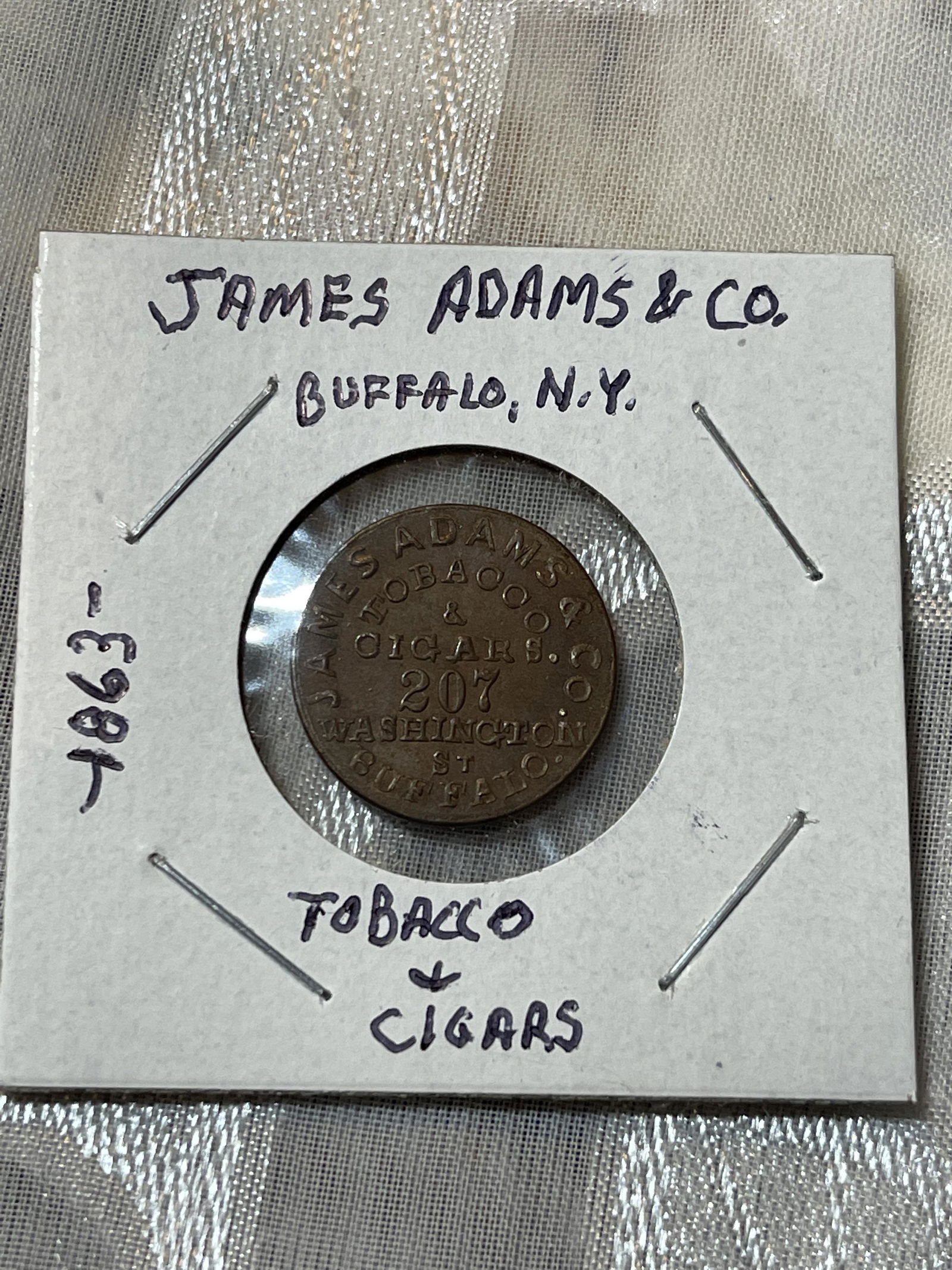 CIVIL WAR 1863 TOBACCO & CIGARS STORE TOKEN (1 of 3)