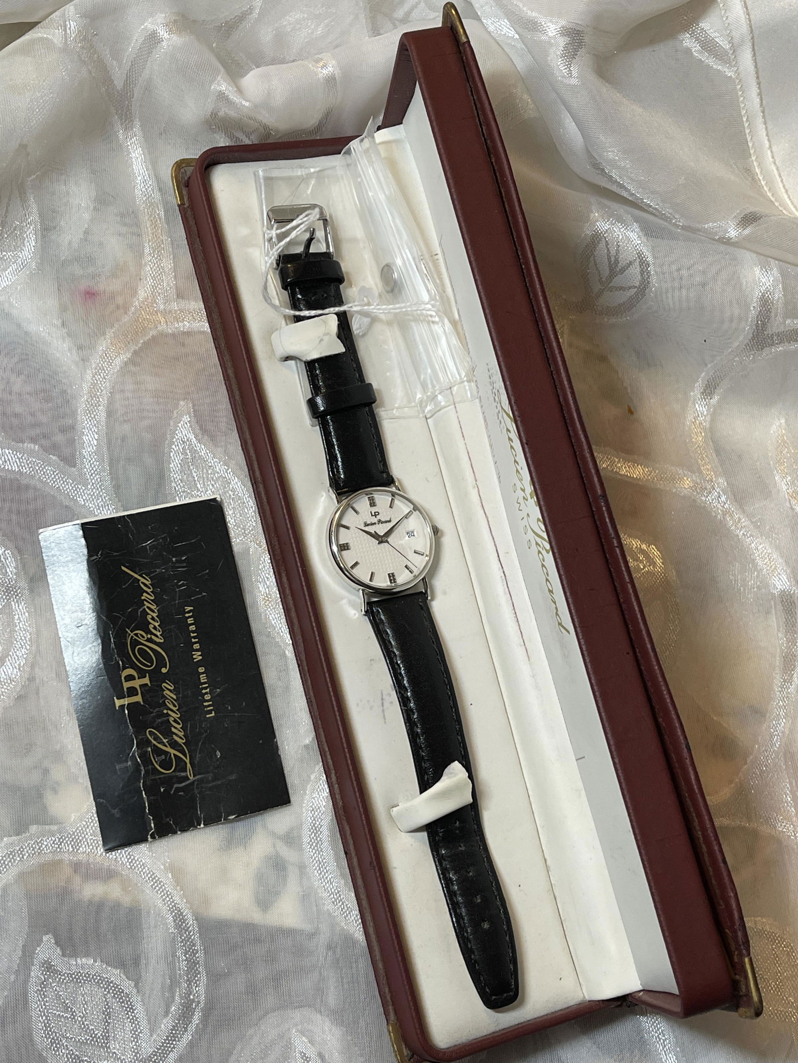 RARE LUCIEN PICCARD 14K WHITE GOLD MENS WATCH W/BOX (1 of 6)