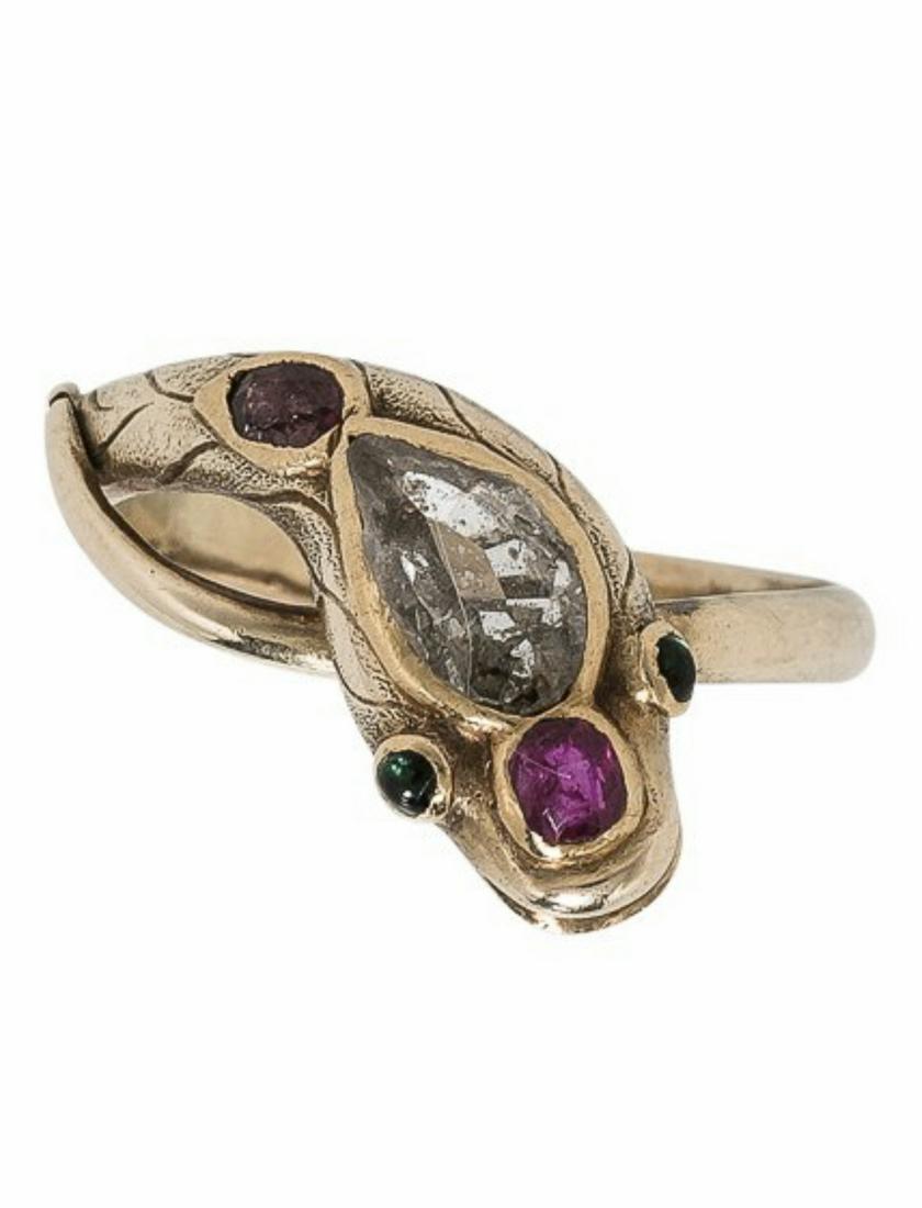 ANTIQUE 14K GOLD 0.80 CT DIAMOND SNAKE RING (1 of 5)