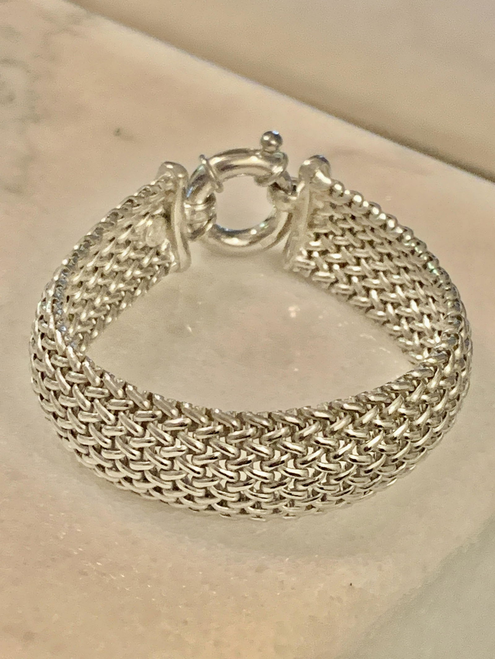 DESIGNER STERLING SILVER MESH FLEXIBLE BRACELET (1 of 3)