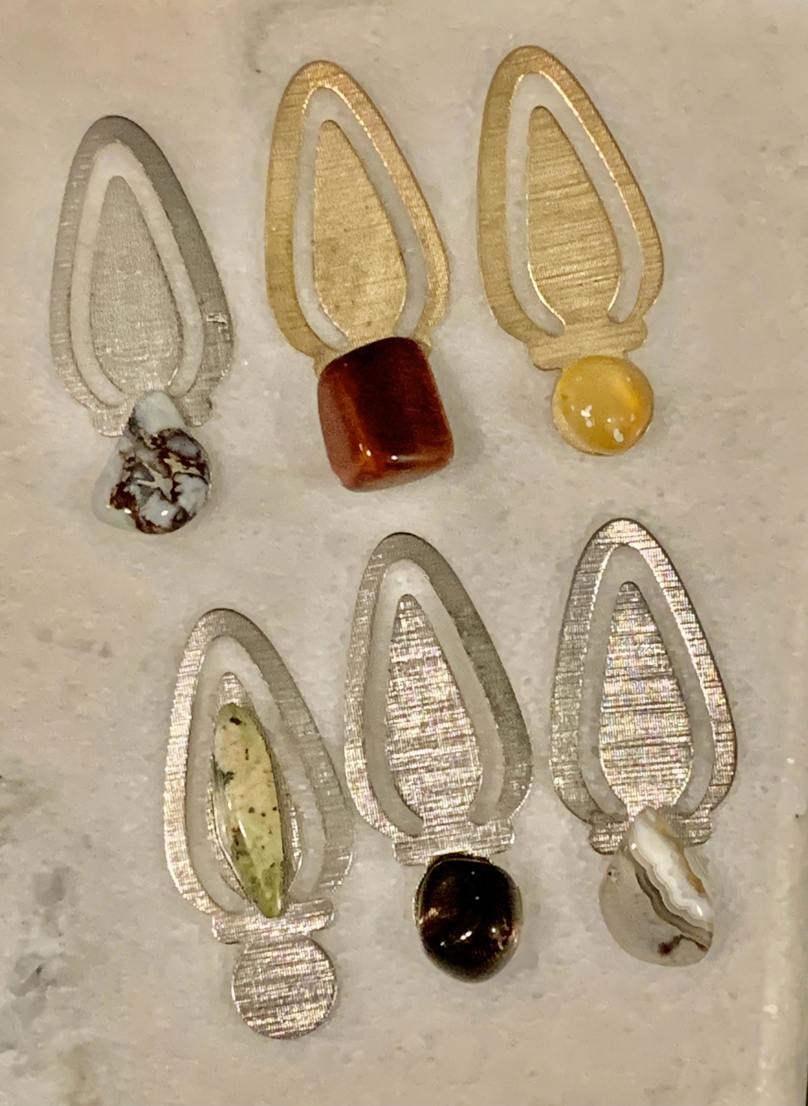 ANTIQUE LOT OF (6) GEMSTONE INLAID BOOK MARKERS (1 of 4)