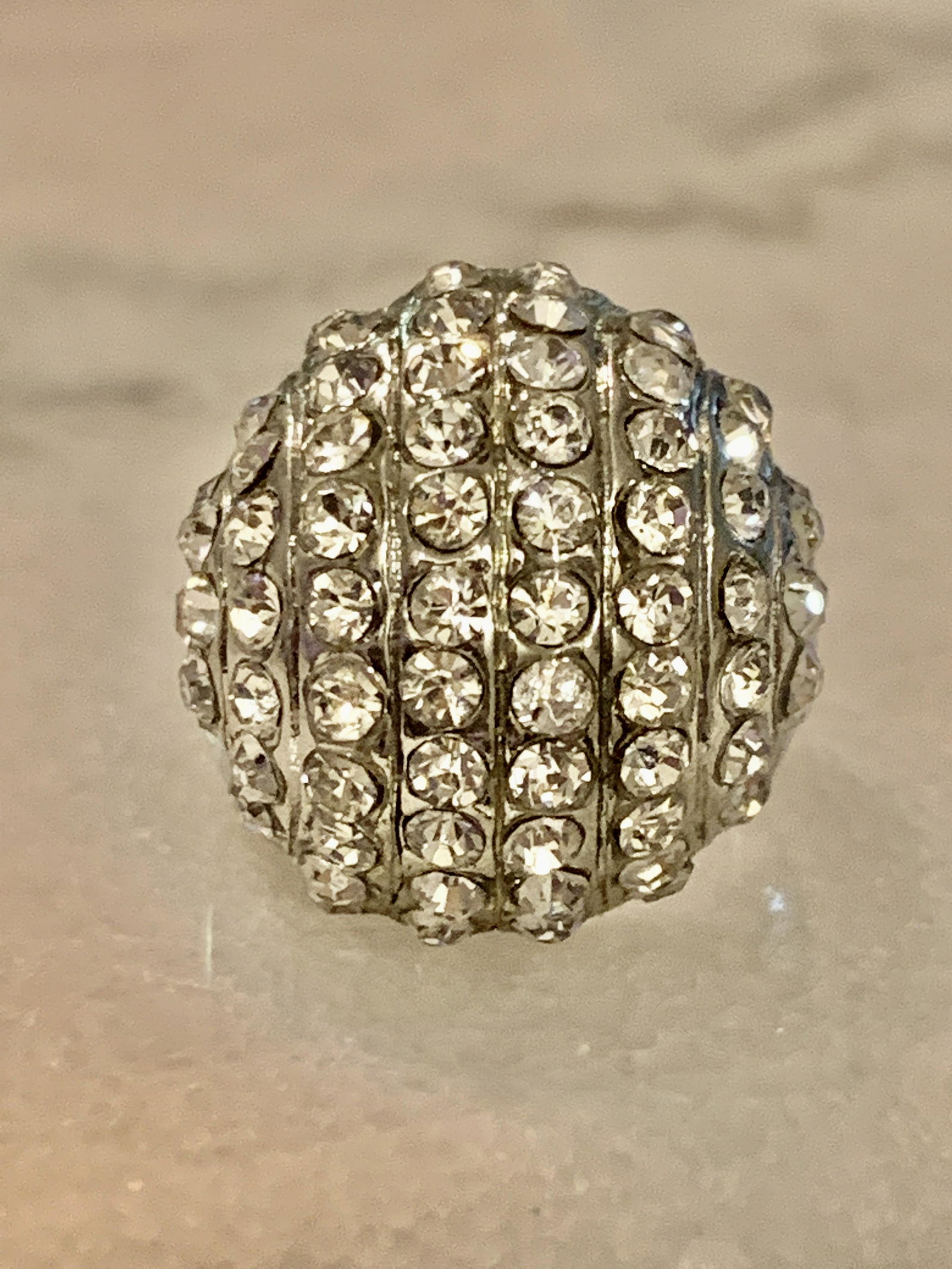 STERLING SILVER CRYSTAL GLOBE HAREM COCKTAIL RING (1 of 4)