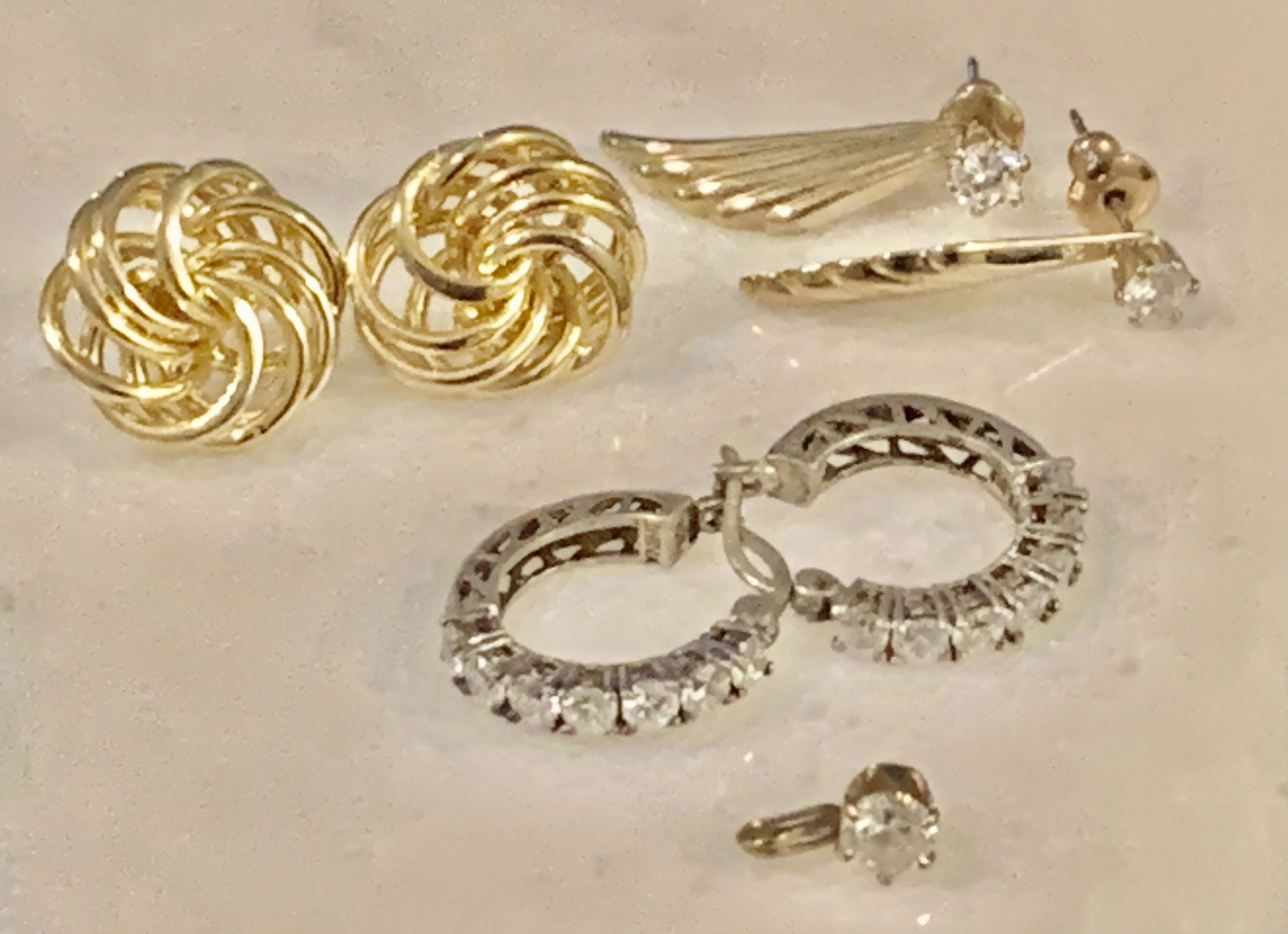 HIGH GRADE STERLING SILVER & GOLD EARRINGS SET (1 of 4)
