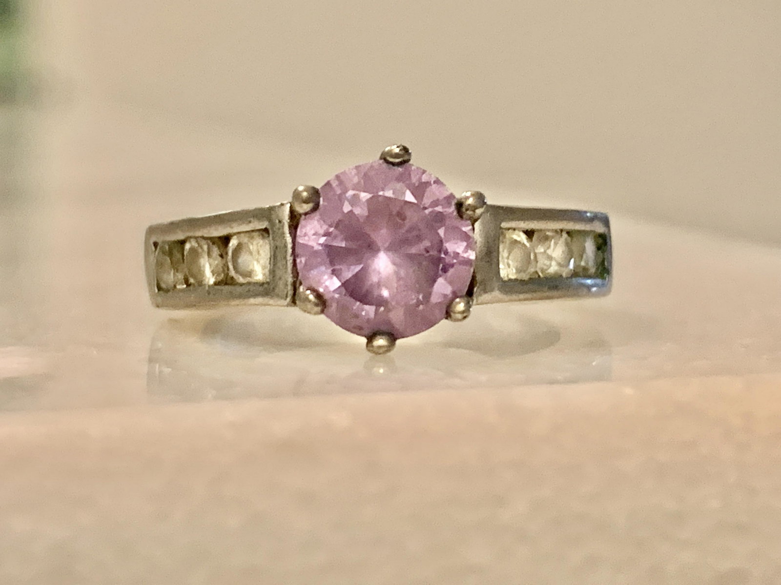 STERLING SILVER PINK SAPPHIRE COCKTAIL RING SZ 5.5 (1 of 6)