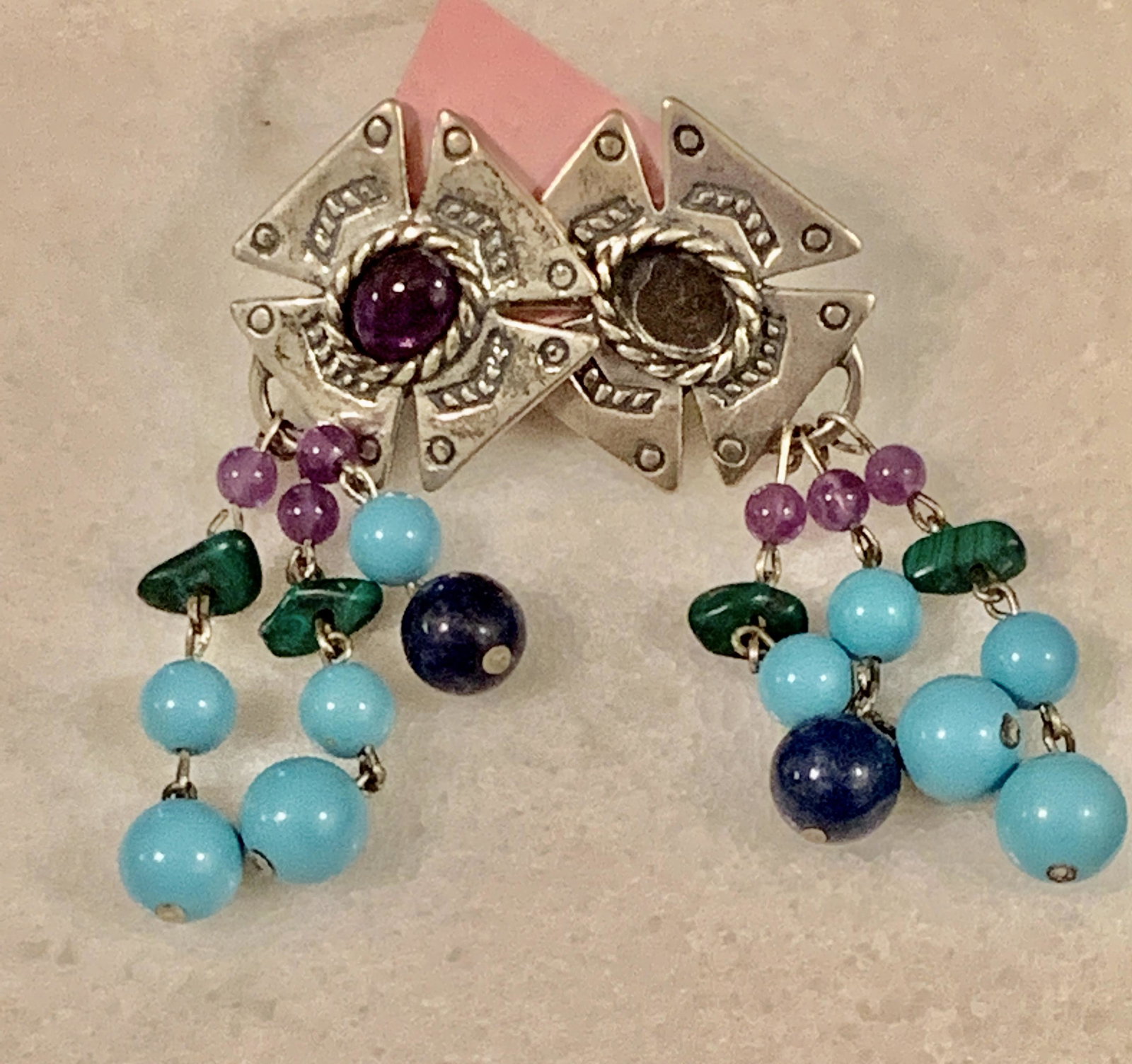 DESIGNER STERLING SILVER DANGLE BEADED GEMSTONES (1 of 3)
