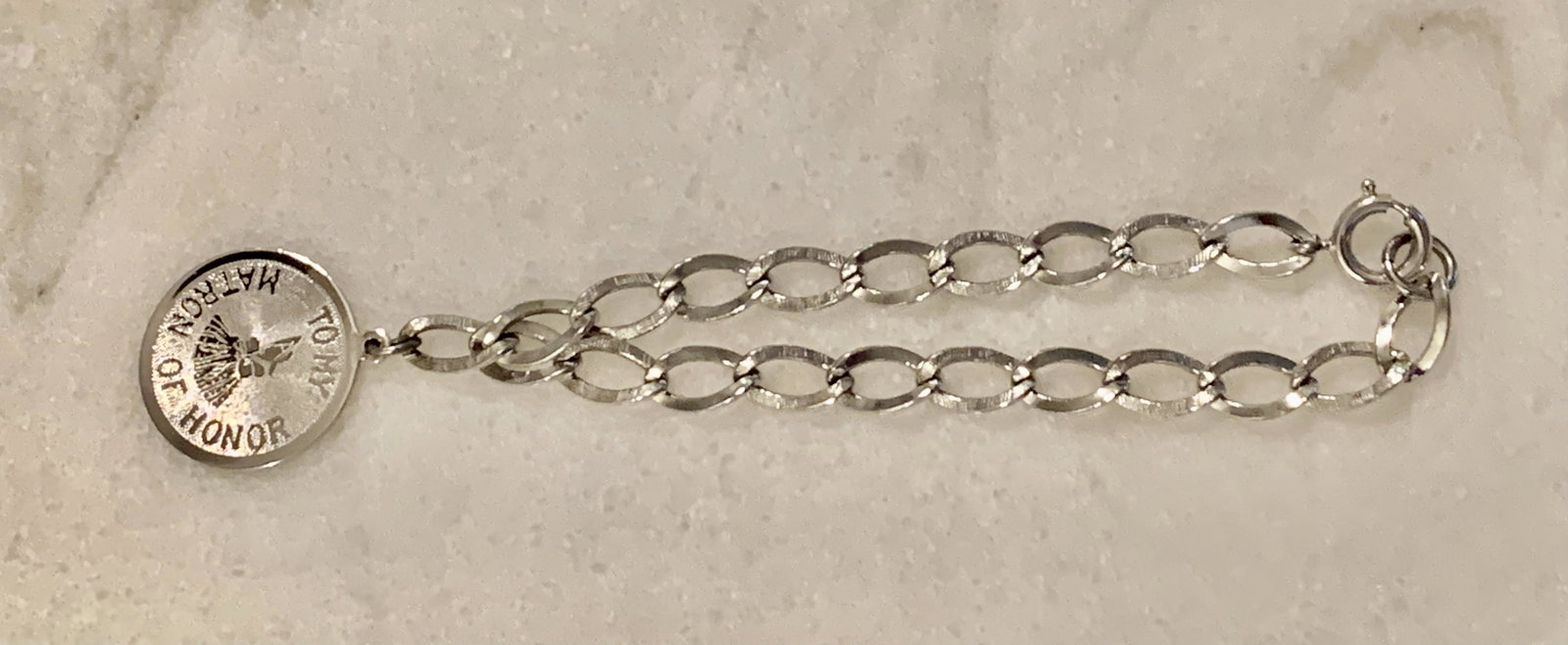 STERLING TO MY MATRON OF HONOR CHARM BRACELET: STERLING TO MY MATRON OF HONOR CHARM BRACELET. A GREAT FIND AND AN EXCELLENT ADDITION TO YOUR COLLECTION.