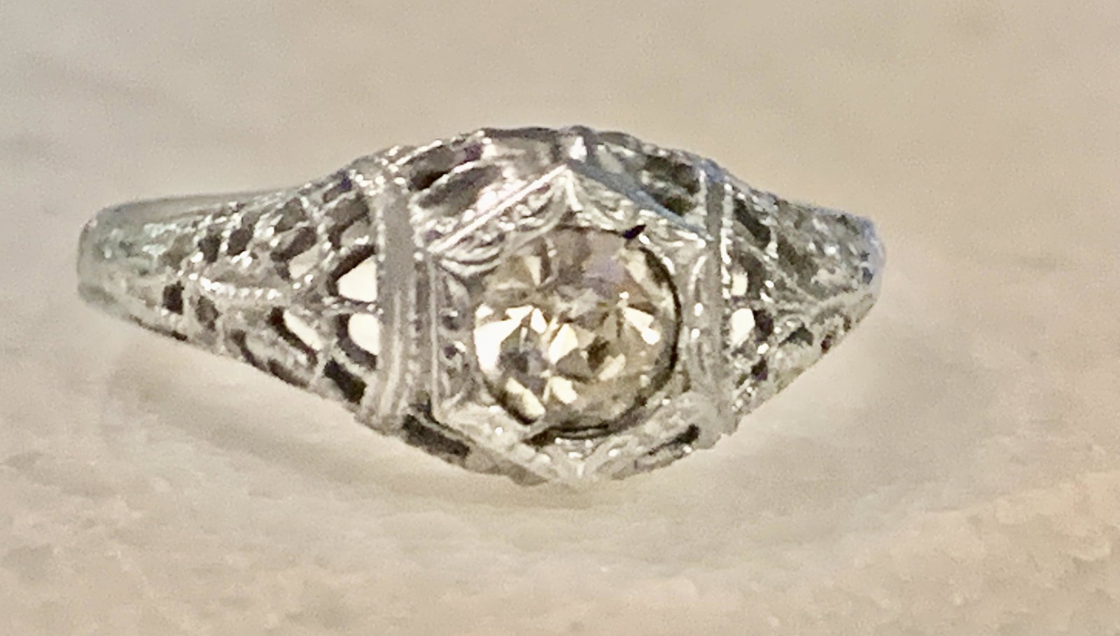 ART DECO STERLING SILVER FILIGREE RING SZ 9.5 (1 of 4)