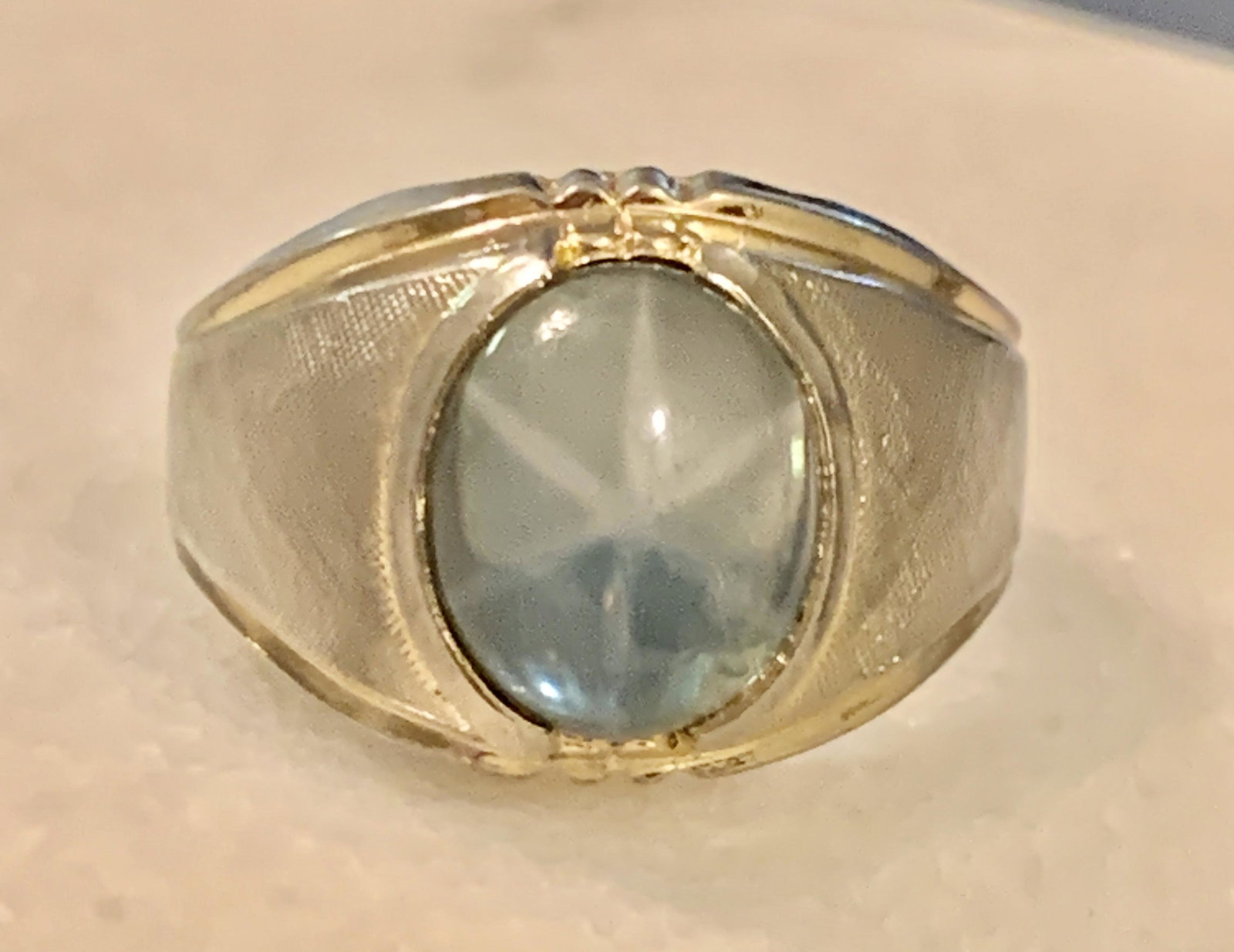 MENS STERLING SILVER STAR SAPPHIRE COCKTAIL RING SZ 10 (1 of 5)