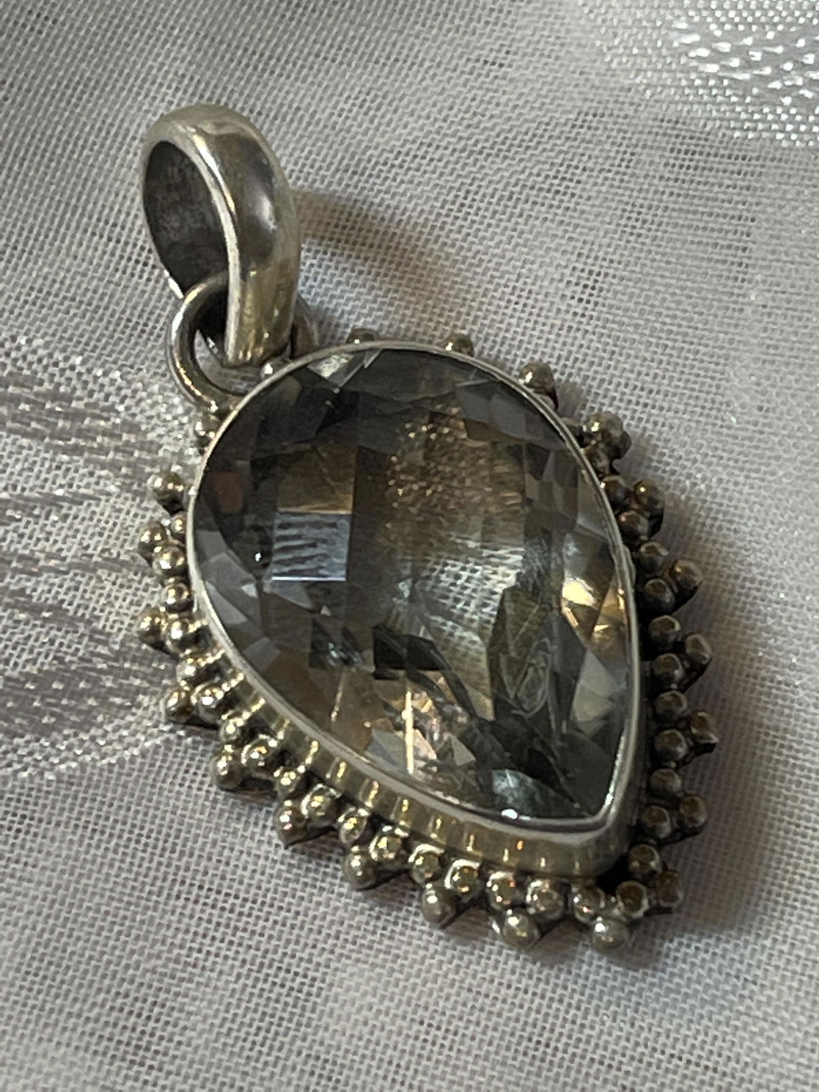 STERLING 25 CT PEAR AQUAMARINE COCKTAIL PENDANT (1 of 4)