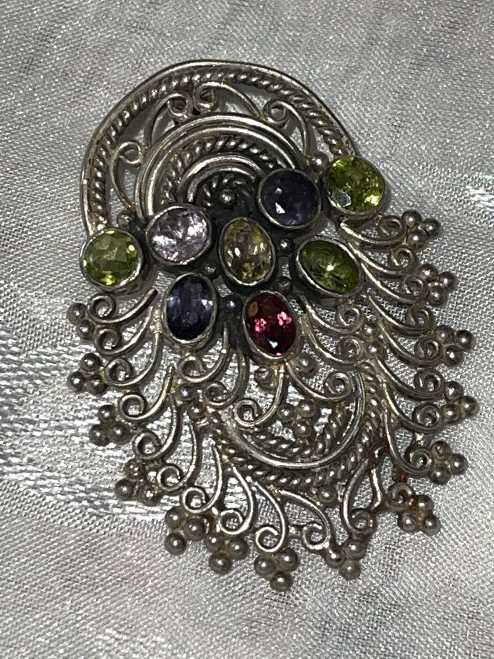 STERLING SILVER MULTI-GEMSTONE COCKTAIL PENDANT (1 of 3)