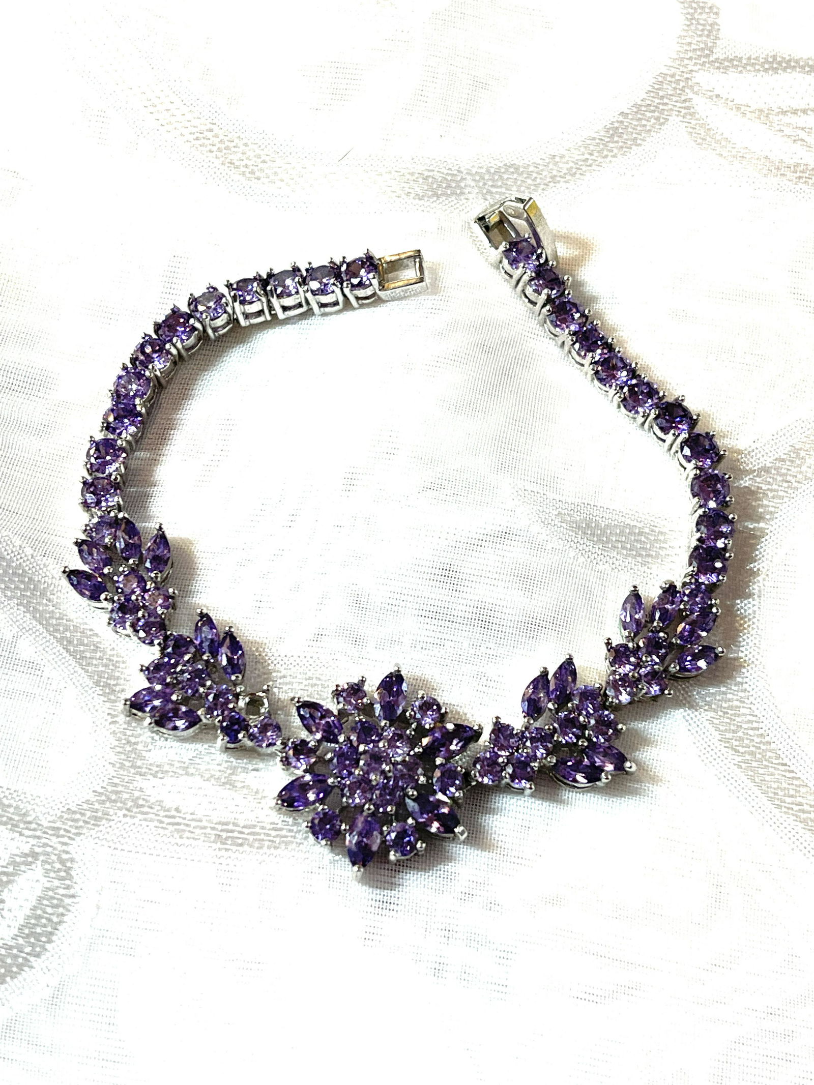 7 TCW AMETHYST STERLING SILVER COCKTAIL BRACELET+B359 (1 of 3)