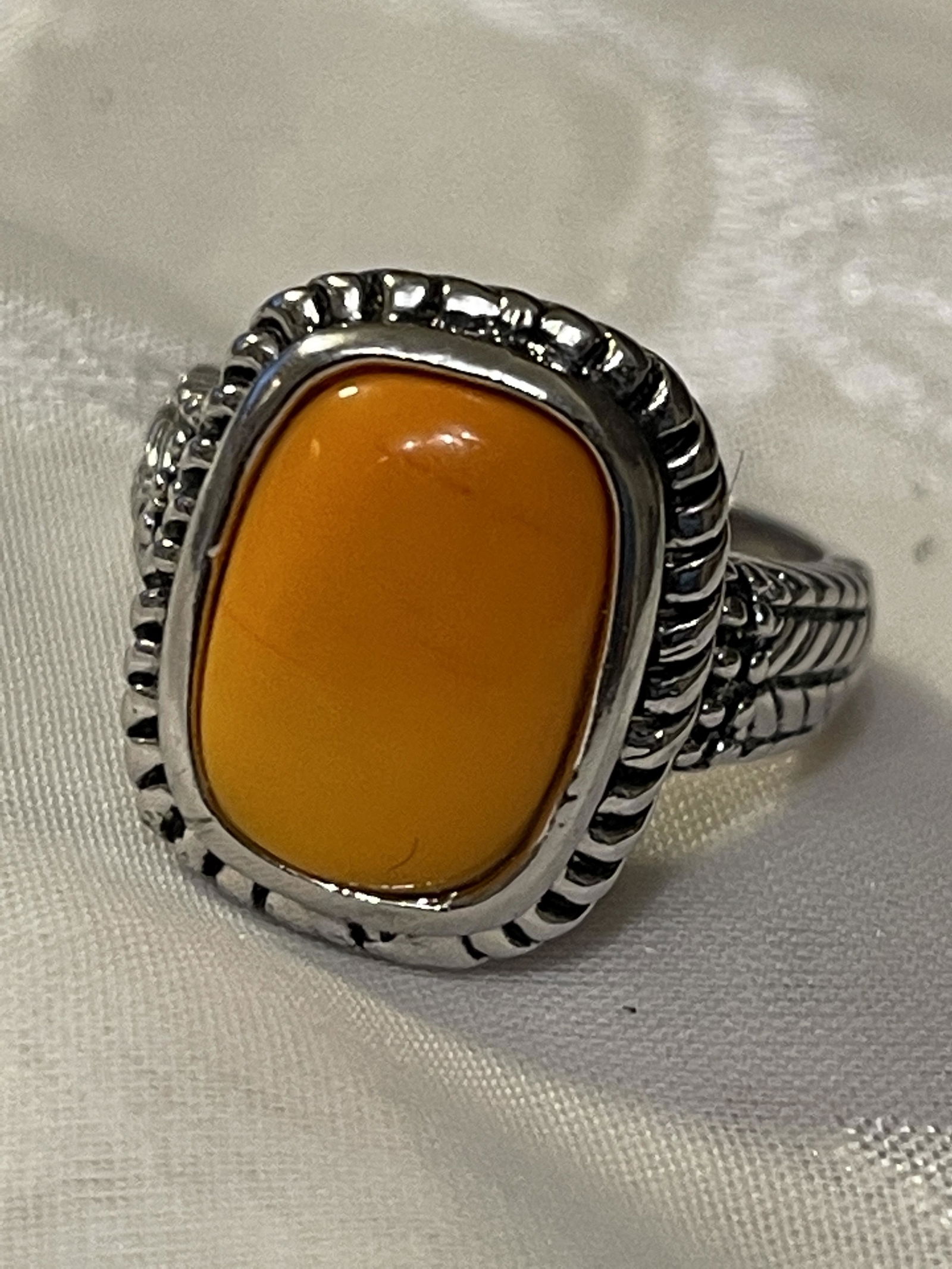 3 CT ORANGE AVENTURINE STERLING COCKTAIL RING (1 of 3)