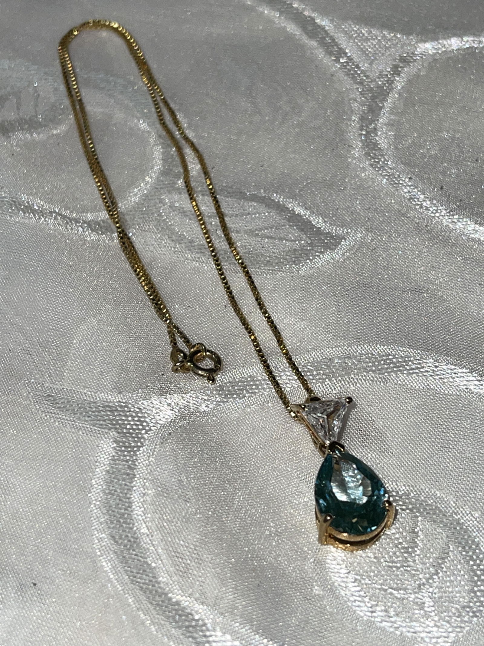 STERLING SILVER 3 TCW AQUA SPINEL & GEMSTONE NECKLACE (1 of 4)