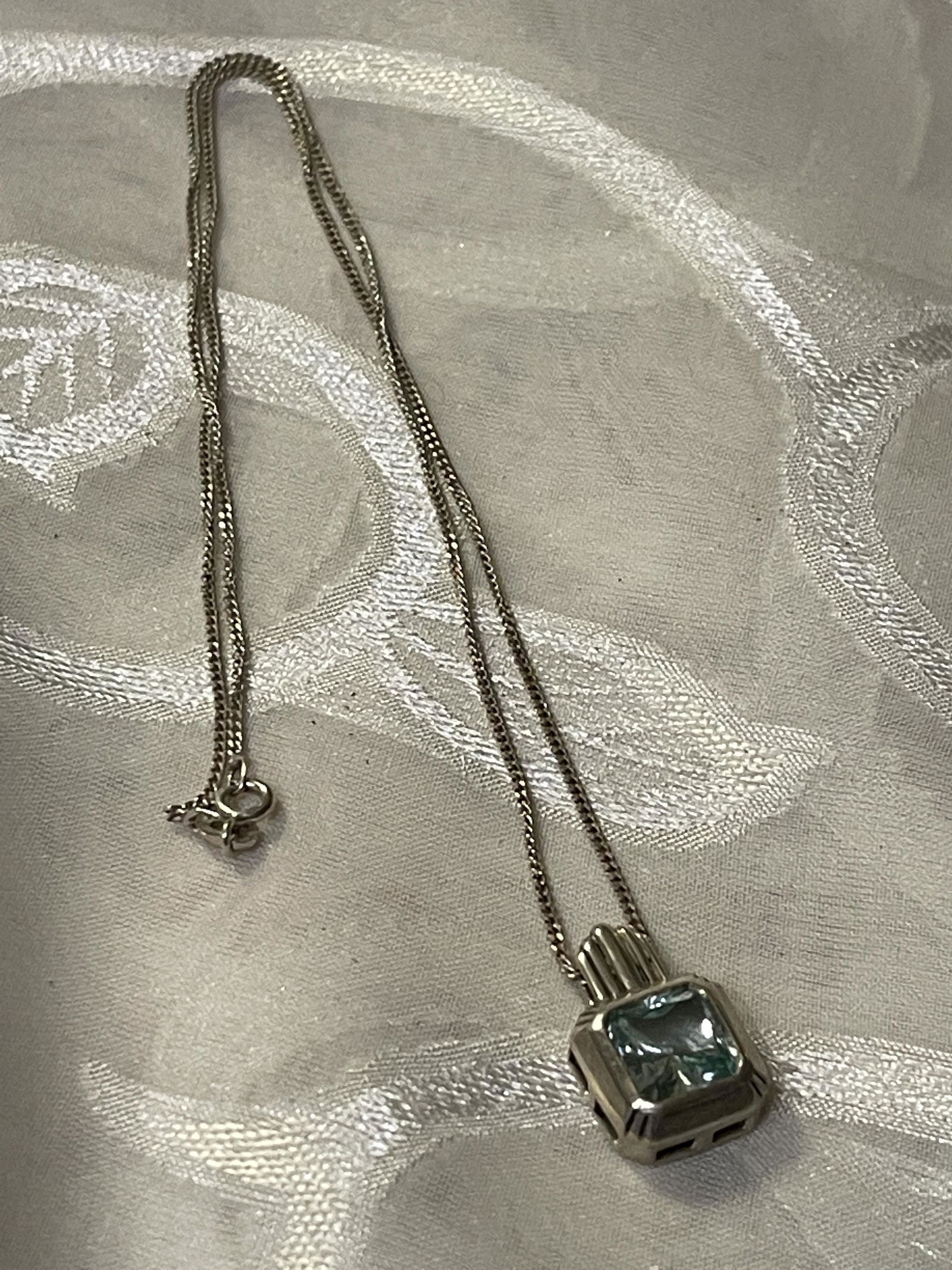 STERLING SILVER 2 TCW AQUA SPINEL & GEMSTONE NECKLACE (1 of 3)